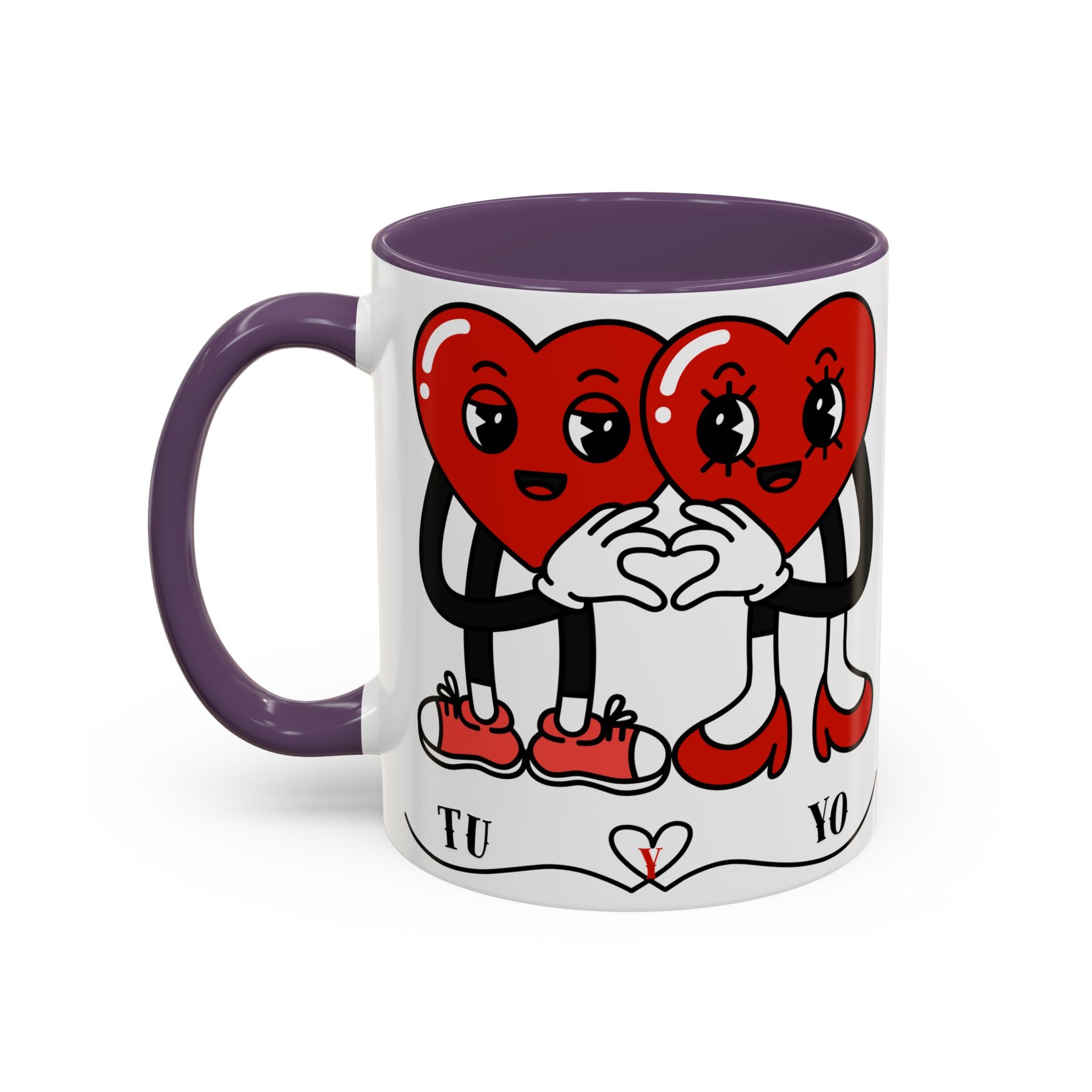 Valentine Heart Couple Coffee Mug – "Tu y Yo" Cute Romantic Accent Mug