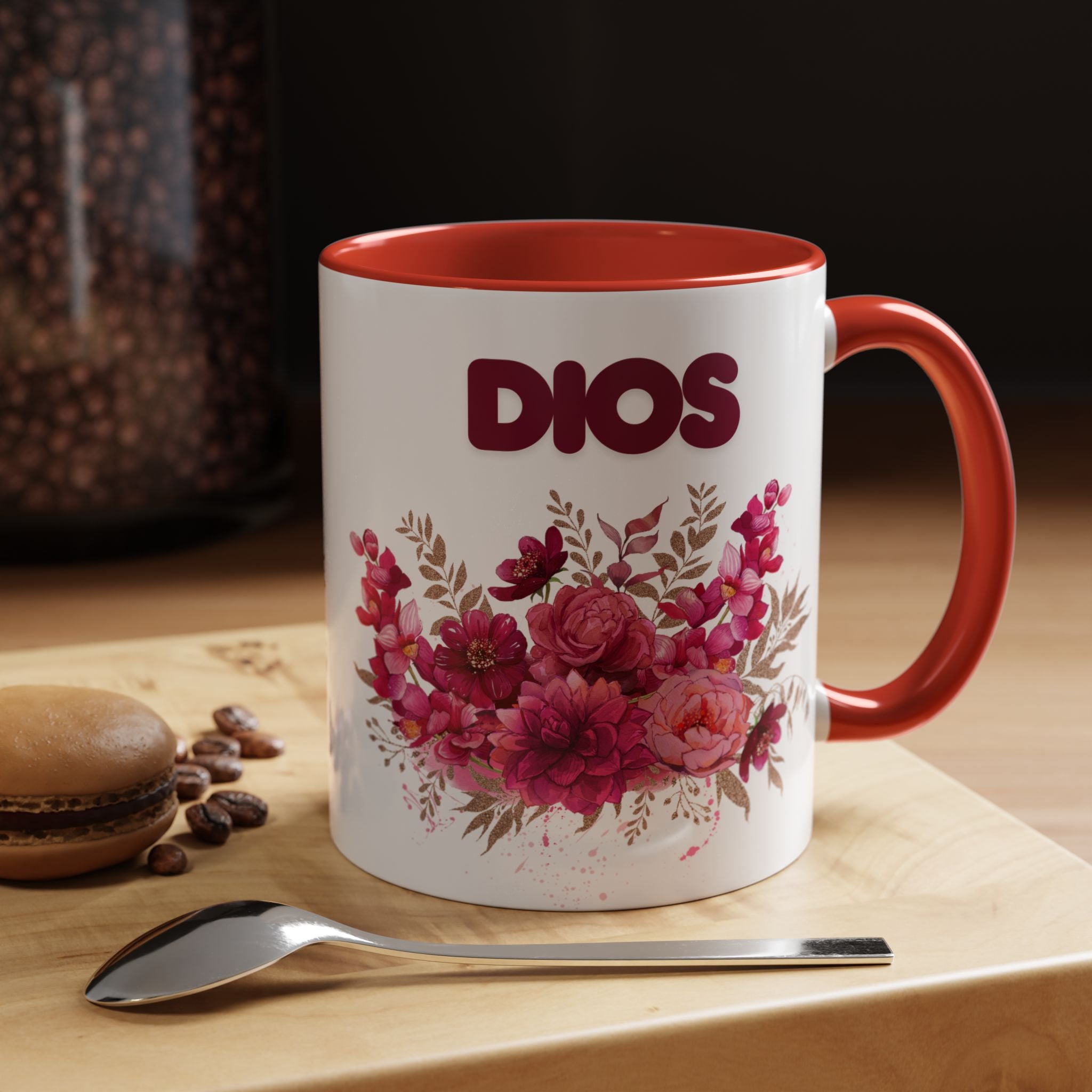 Dios Floral Accent Coffee Mug — 11/15oz Inspirational Christian Tea Cup