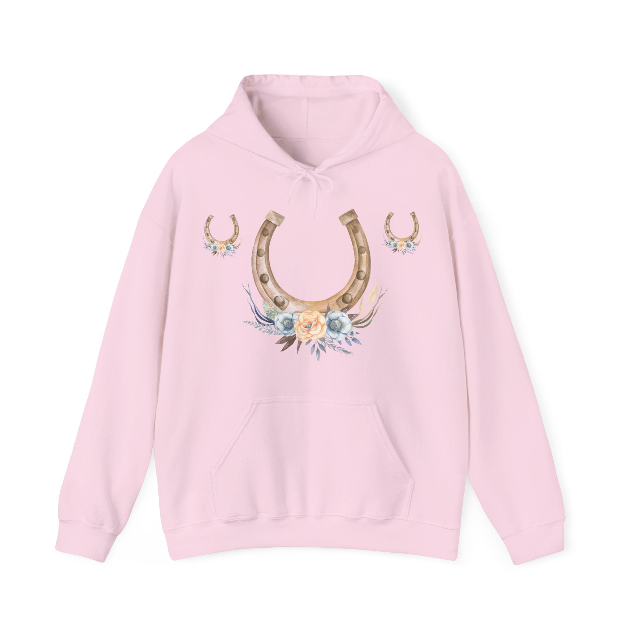 Equestrian Floral Horseshoe Hoodie, Cozy Unisex Sweatshirt, Gifts for Horse Lovers, Country Style Apparel, Birthday Gift, Festival Wear