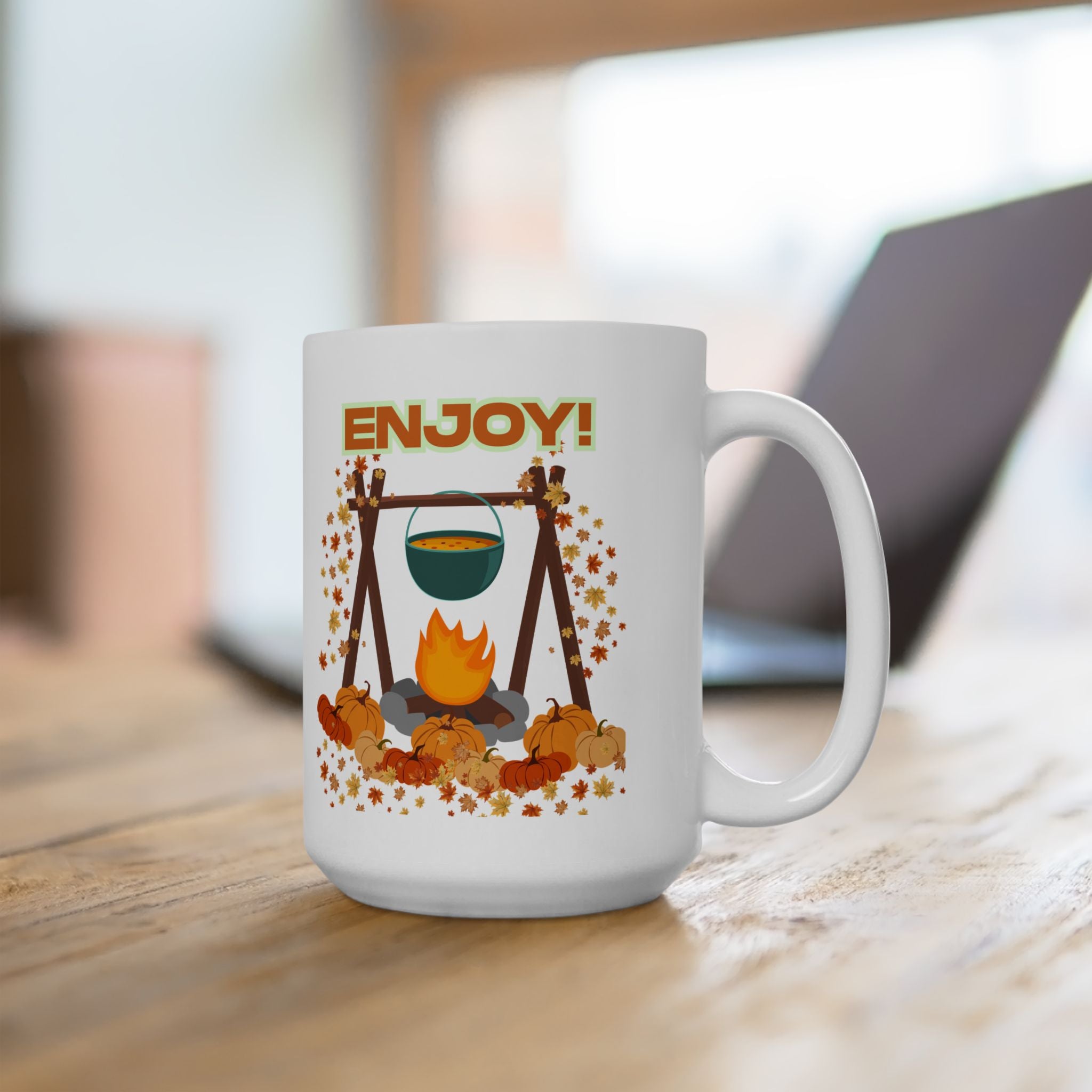 Autumn Harvest Ceramic Mug - Enjoy Autumn, Fall Coffee Mug, Cozy Drinkware, Pumpkin Spice Lover, Seasonal Gift