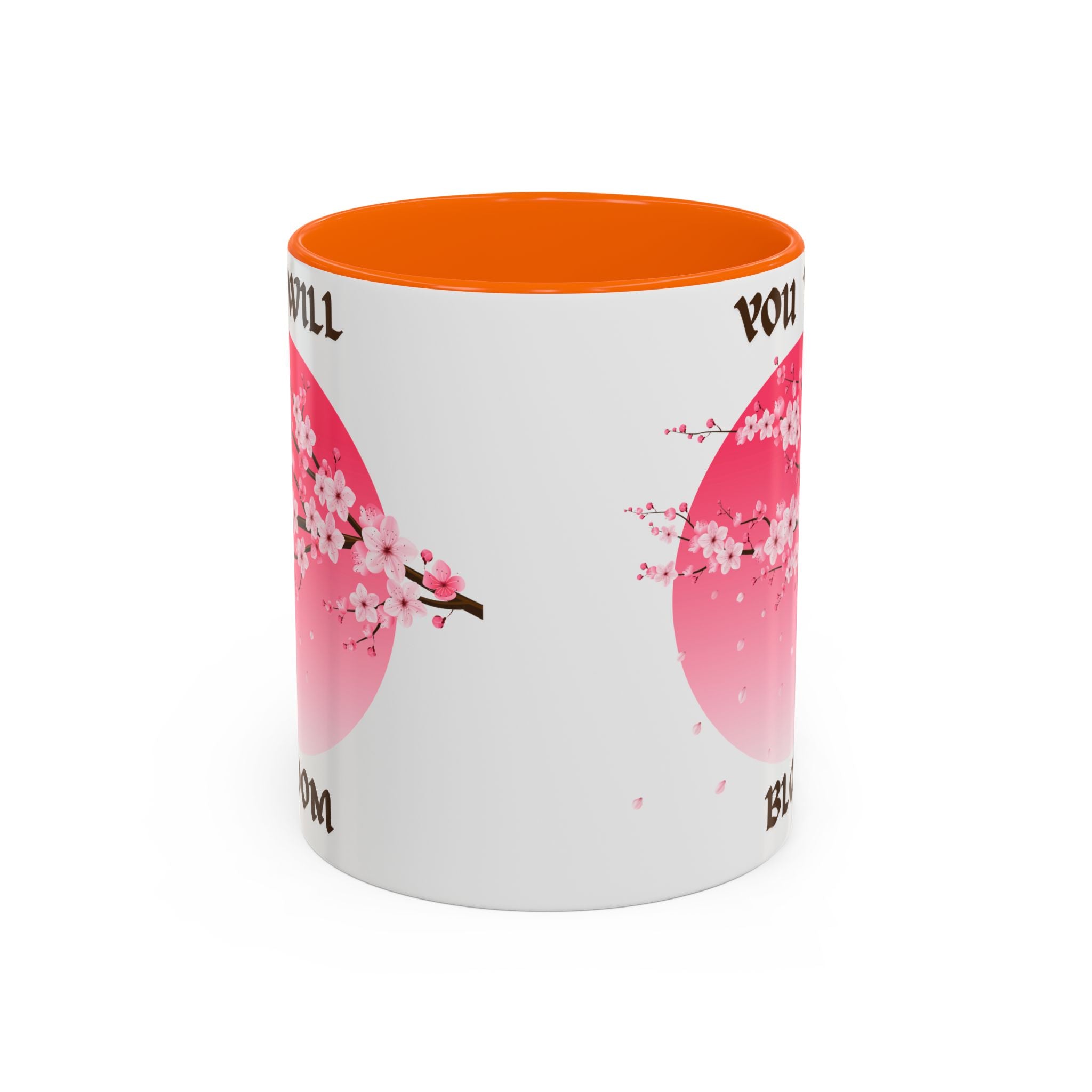 You Will Bloom Accent Coffee Mug — Cherry Blossom Inspirational 11/15oz