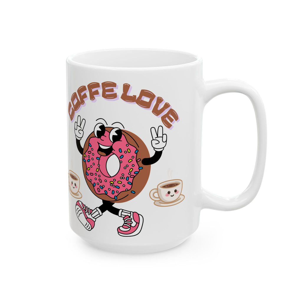Coffee Love Ceramic Mug - Fun Donut & Coffee Design