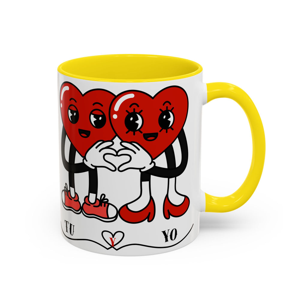 Valentine Heart Couple Coffee Mug – "Tu y Yo" Cute Romantic Accent Mug