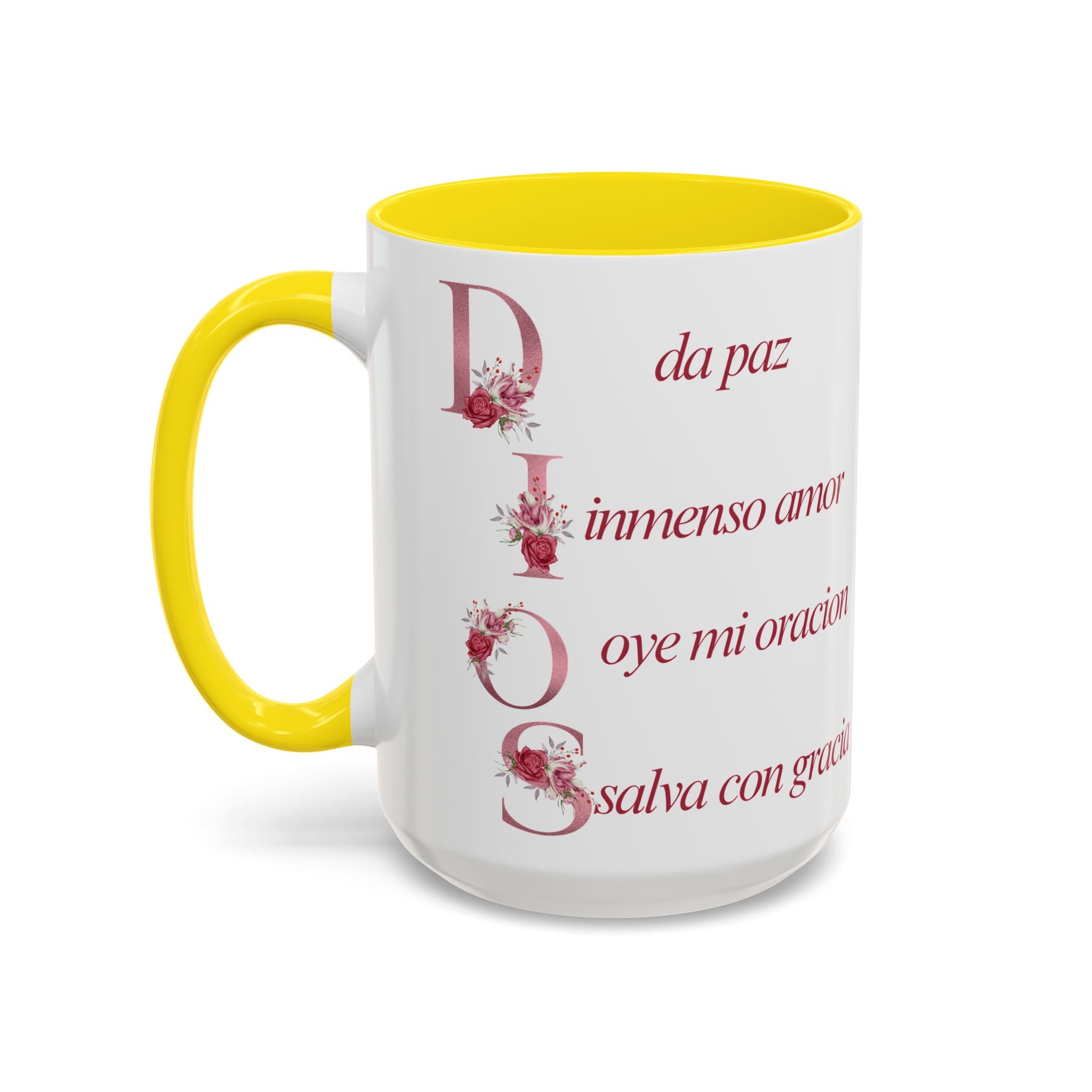 Inspirational Accent Coffee Mug with Floral Design - 11/15oz