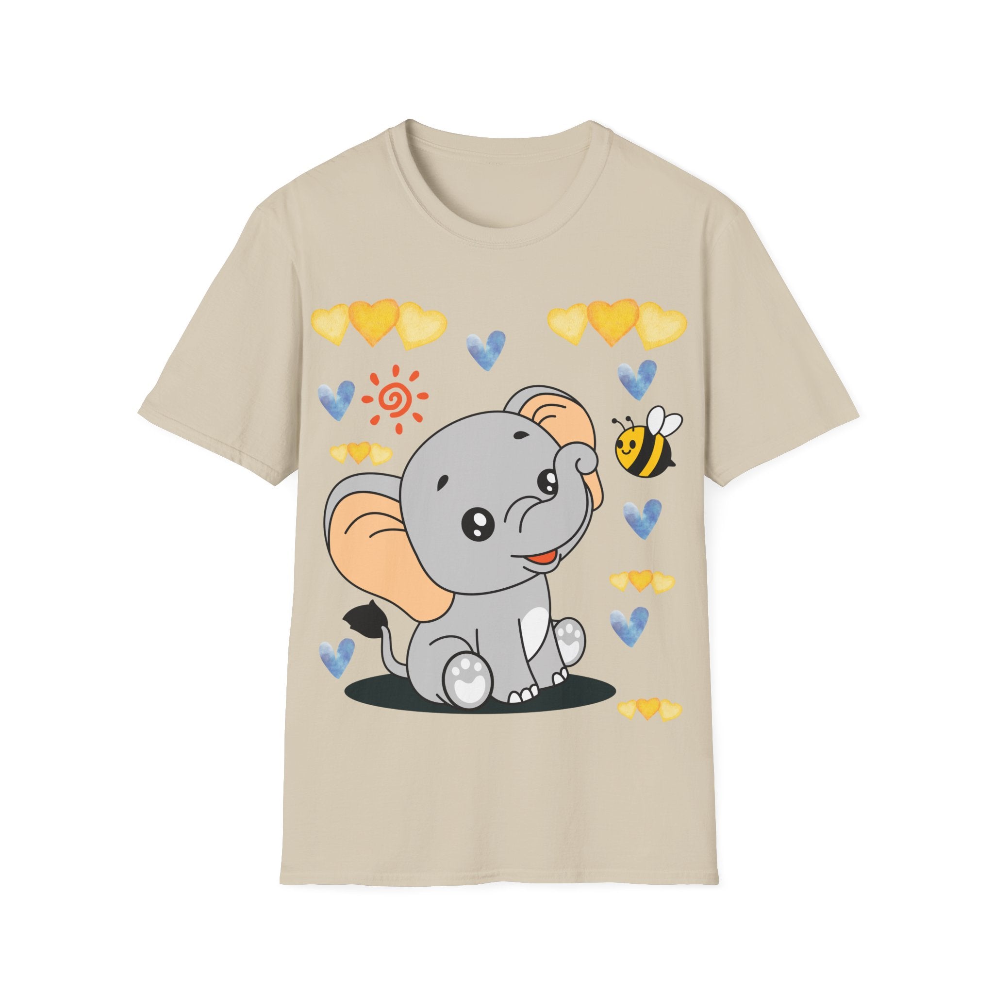 Cute Baby Elephant & Bee Tee — Kids Animal Graphic T-Shirt