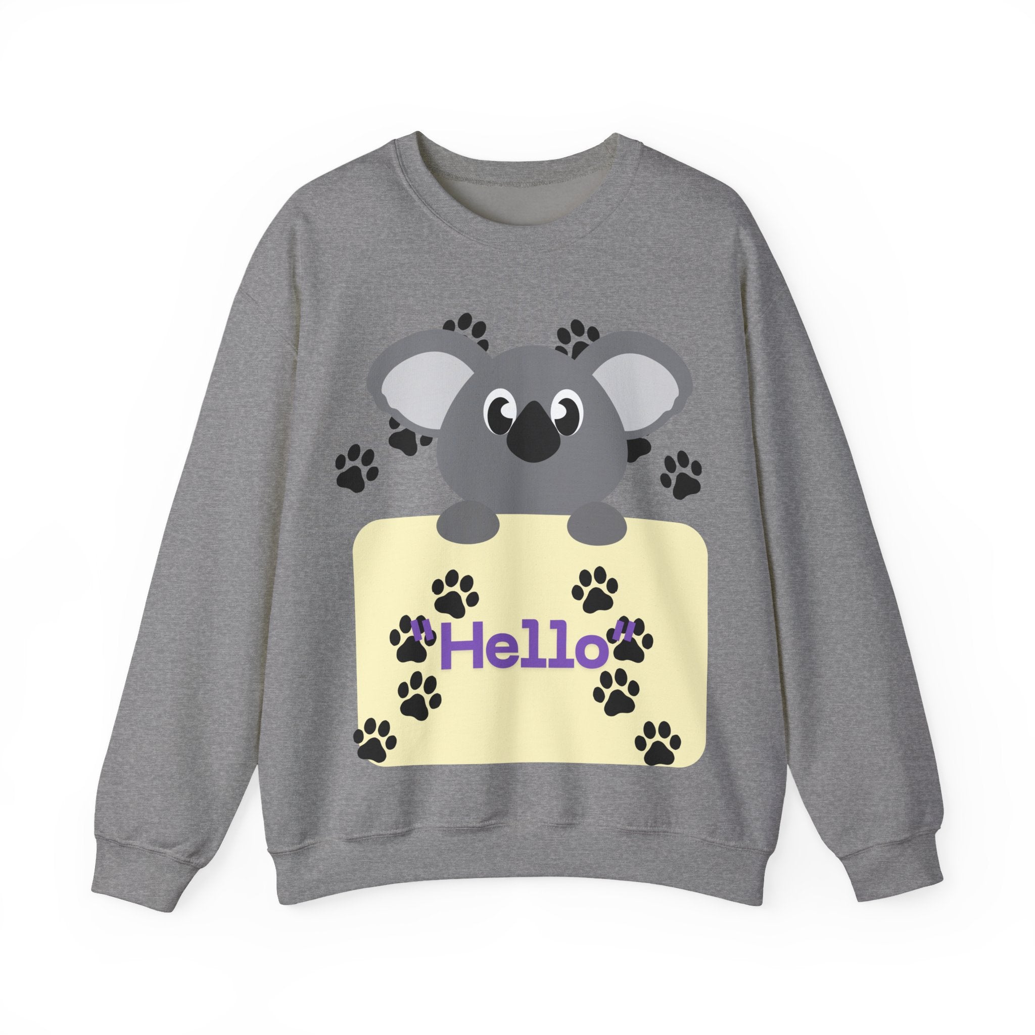 Cute Koala Hello Sweatshirt, Unisex Cozy Crewneck, Pet Lover Gift, Animal Lover Apparel, Fun Casual Wear, Cute Graphic Sweater