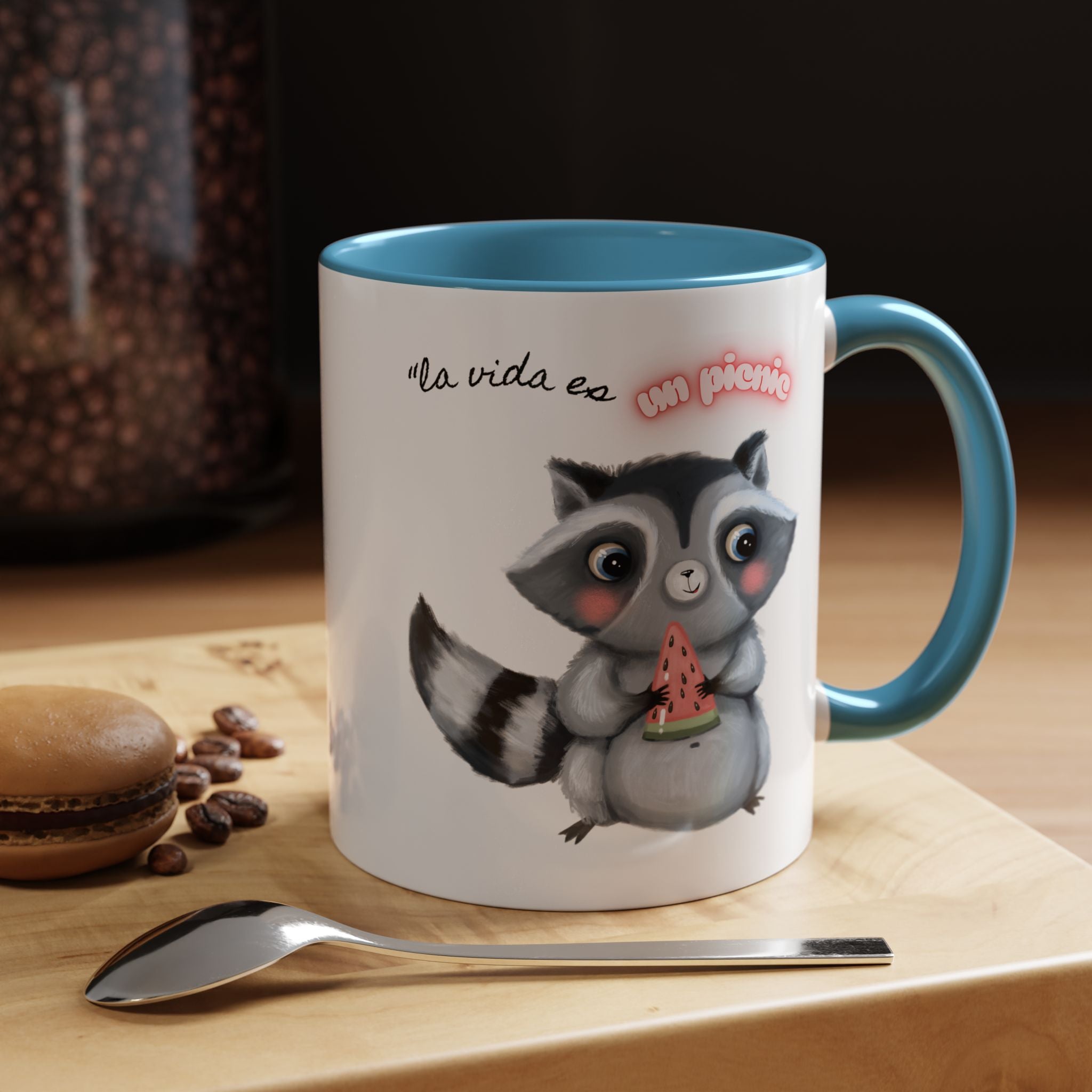 Raccoon-Themed Accent Coffee Mug | Cute Animal Mug for Home, Gift for Coffee Lovers, Nature Lovers, Birthday, Celebrate Life