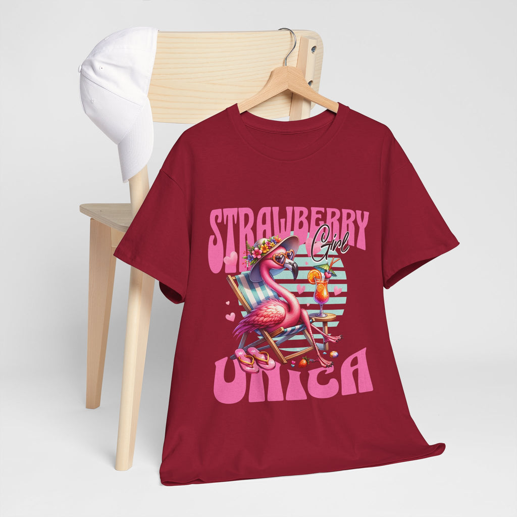 Strawberry Girl Unisex Heavy Cotton Tee - Summer Vibes T-Shirt