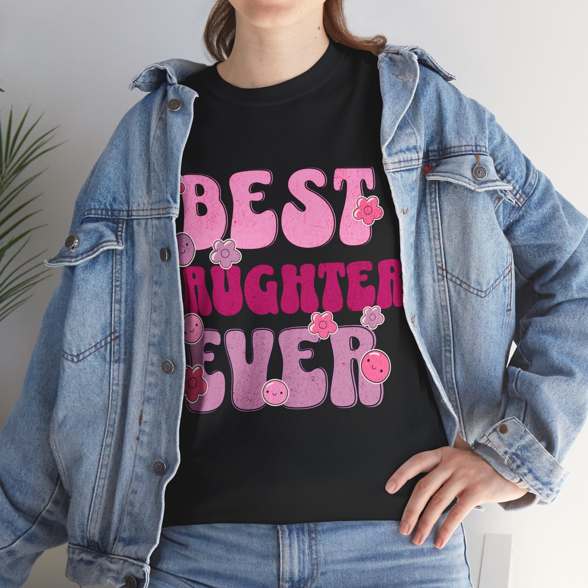 Best Daughter Ever T-Shirt — Cute Pink Retro Typography Tee for Daughters, Mother's Day Gift