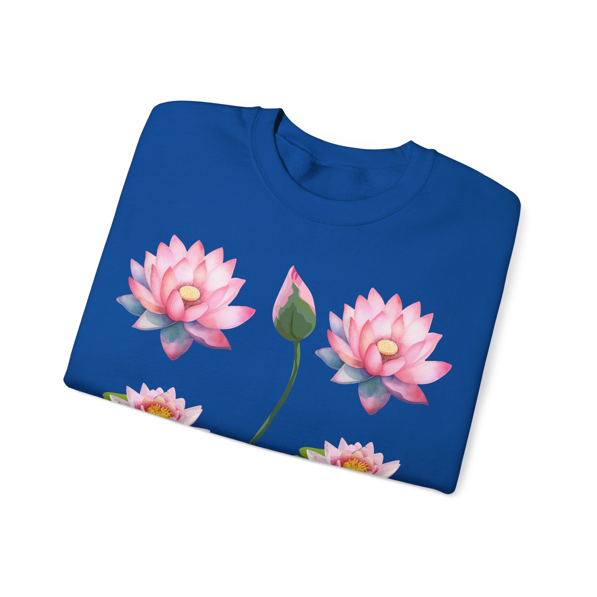 Lotus Flower Crewneck Sweatshirt — Pink Water Lily Botanical Sweatshirt