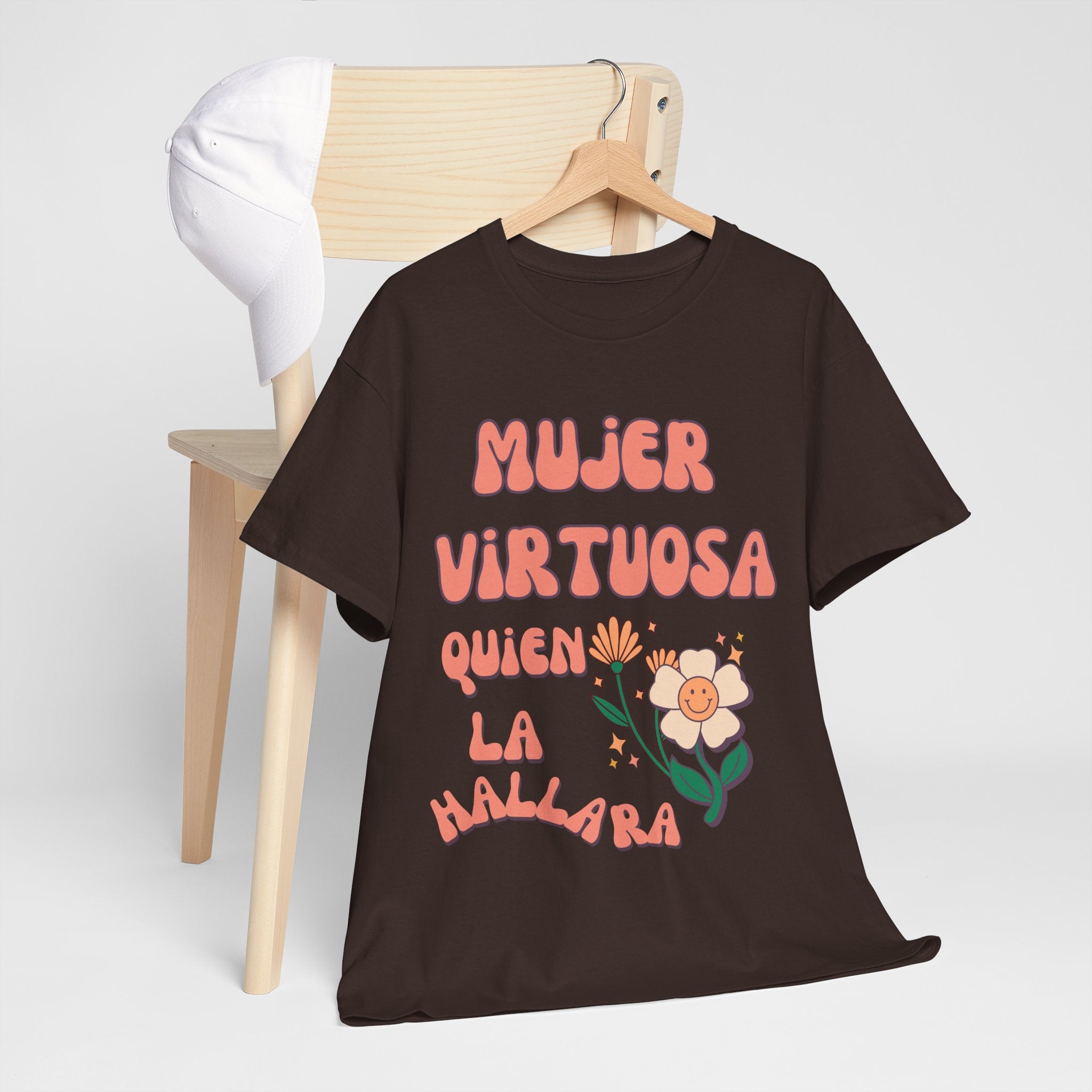 Empowering Unisex Heavy Cotton Tee - 'Mujer Virtuosa' Floral Print, Inspirational Gift, Feminist T-Shirt, Everyday Wear, Motivation Tee