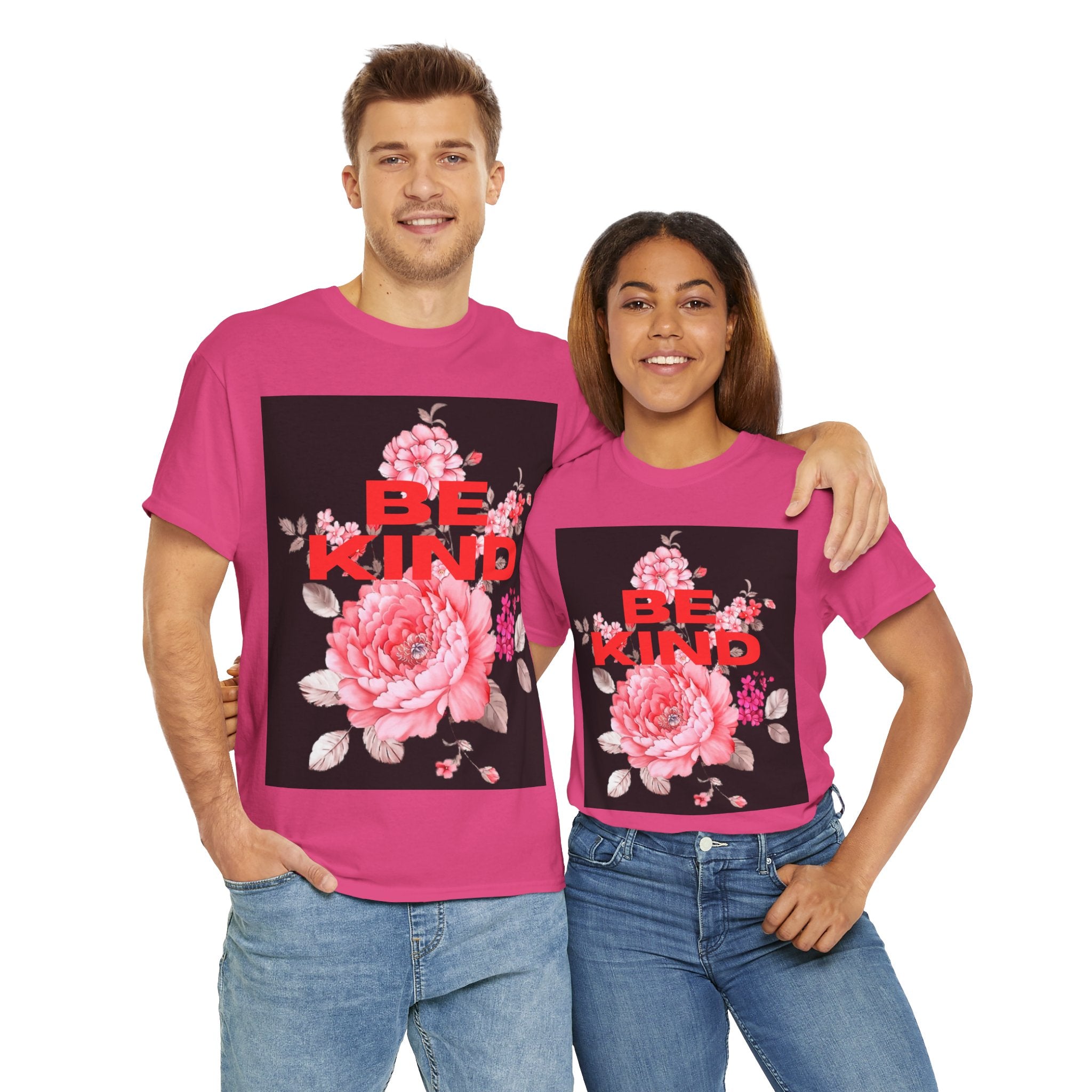 Unisex Heavy Cotton Tee - 'Be Kind' Floral Design, Motivational T-Shirt, Positive Vibes, Gifts for Friends, Casual Wear