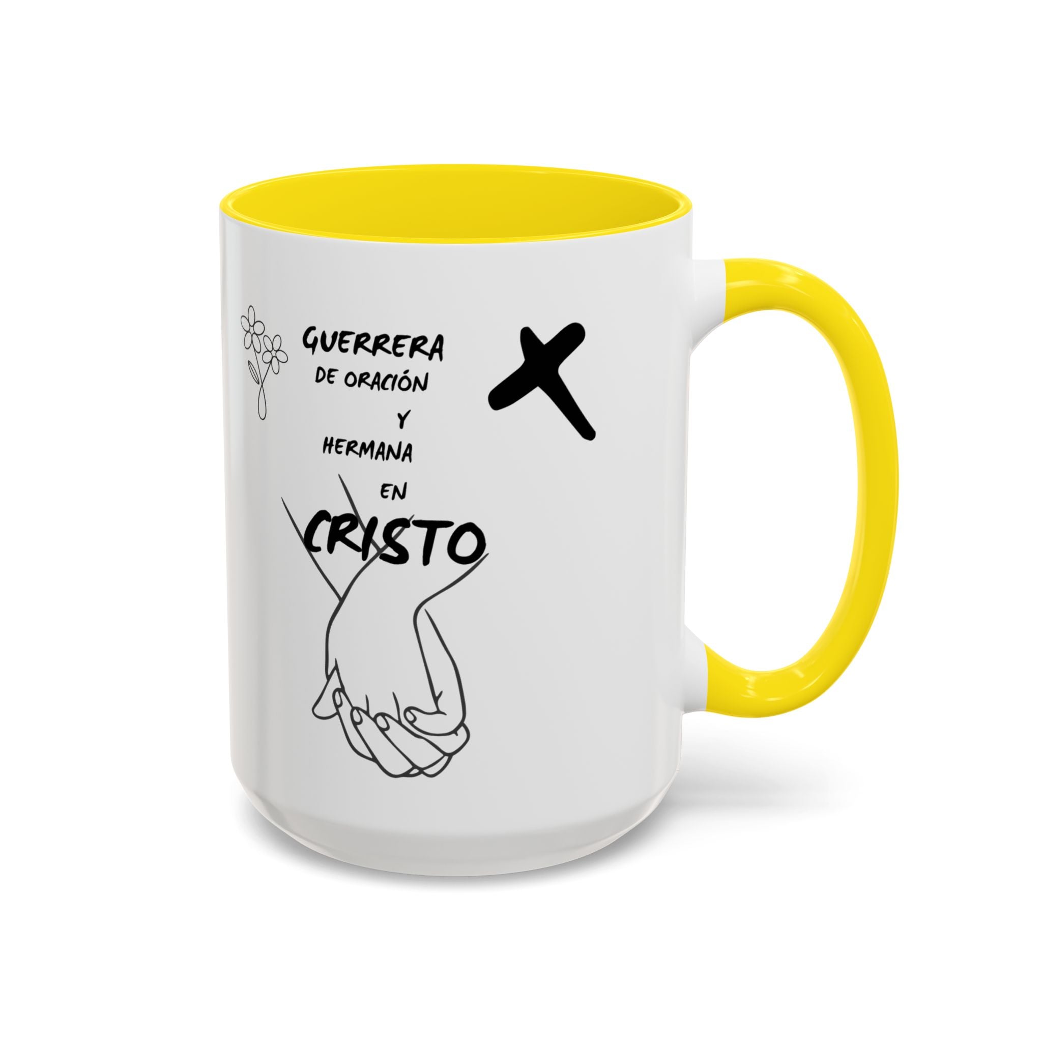 Christian Prayer Warrior Mug — "Guerrera de Oración y Hermana en Cristo" Accent Coffee Cup (11/15oz)