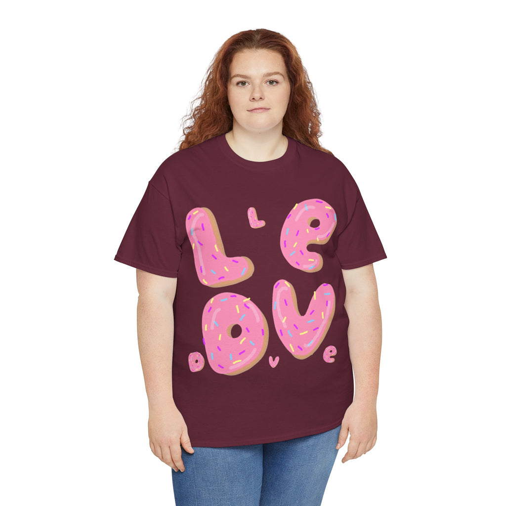 Sweet Love Donut Tee - Unisex Heavy Cotton T-Shirt for Foodies and Fun-Lovers