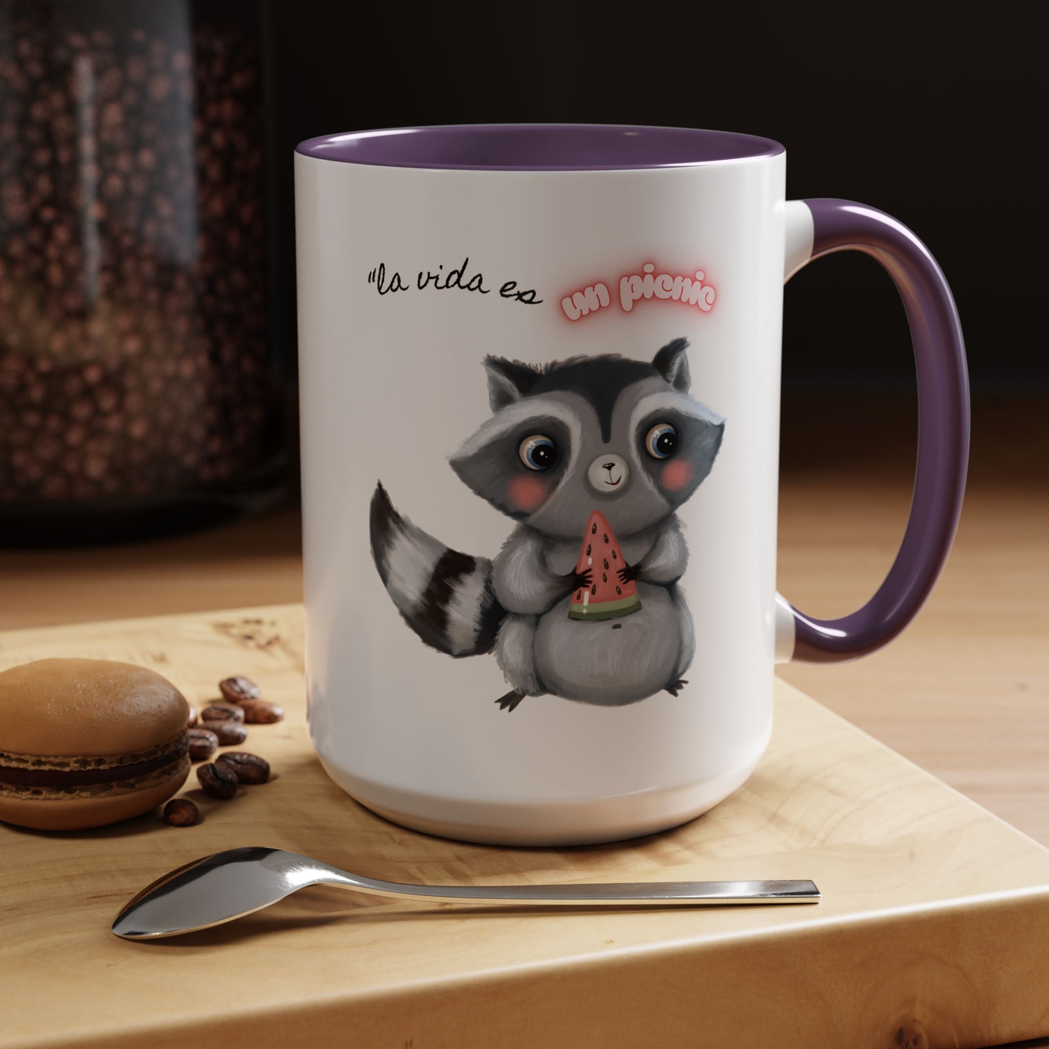 Raccoon-Themed Accent Coffee Mug | Cute Animal Mug for Home, Gift for Coffee Lovers, Nature Lovers, Birthday, Celebrate Life