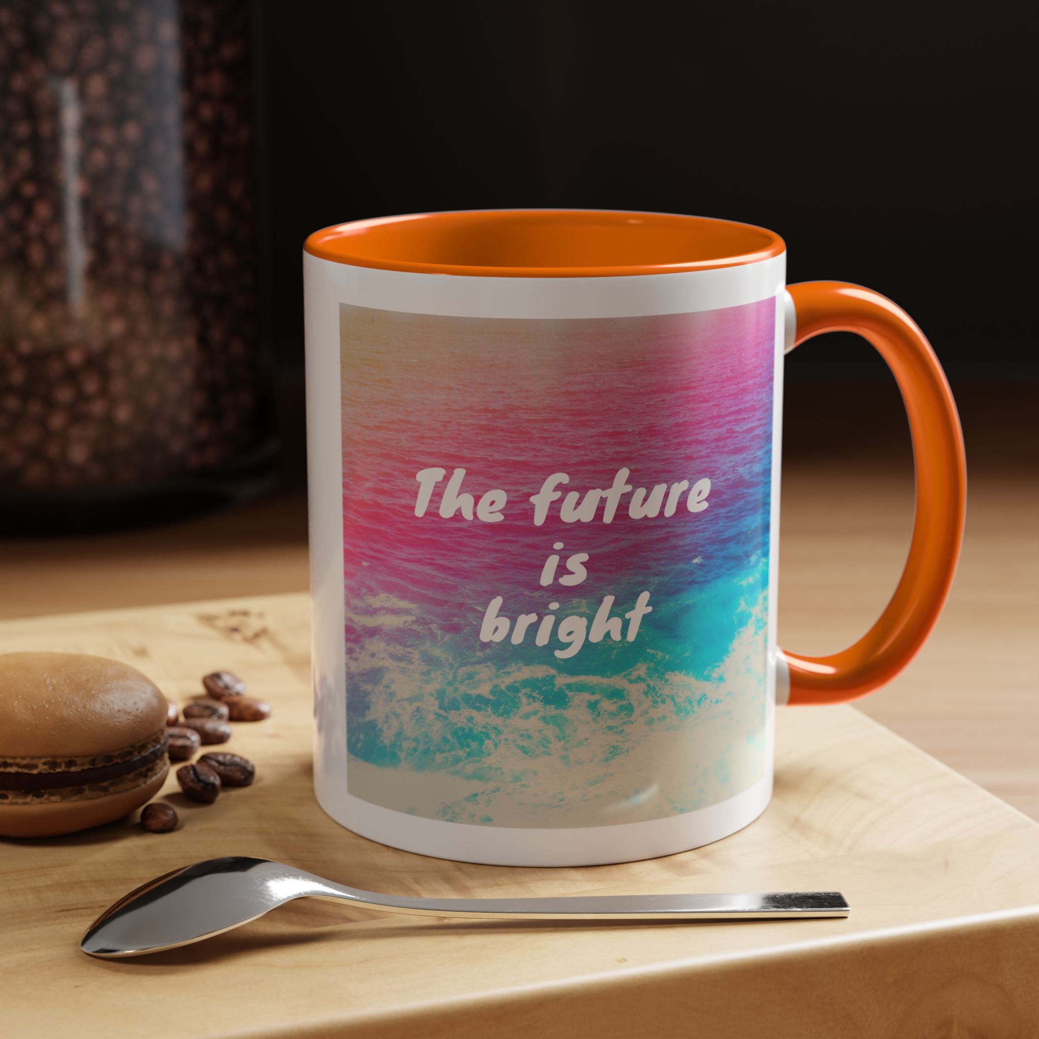 Ocean Background Future Is Bright Accent Coffee Mug (11, 15oz)