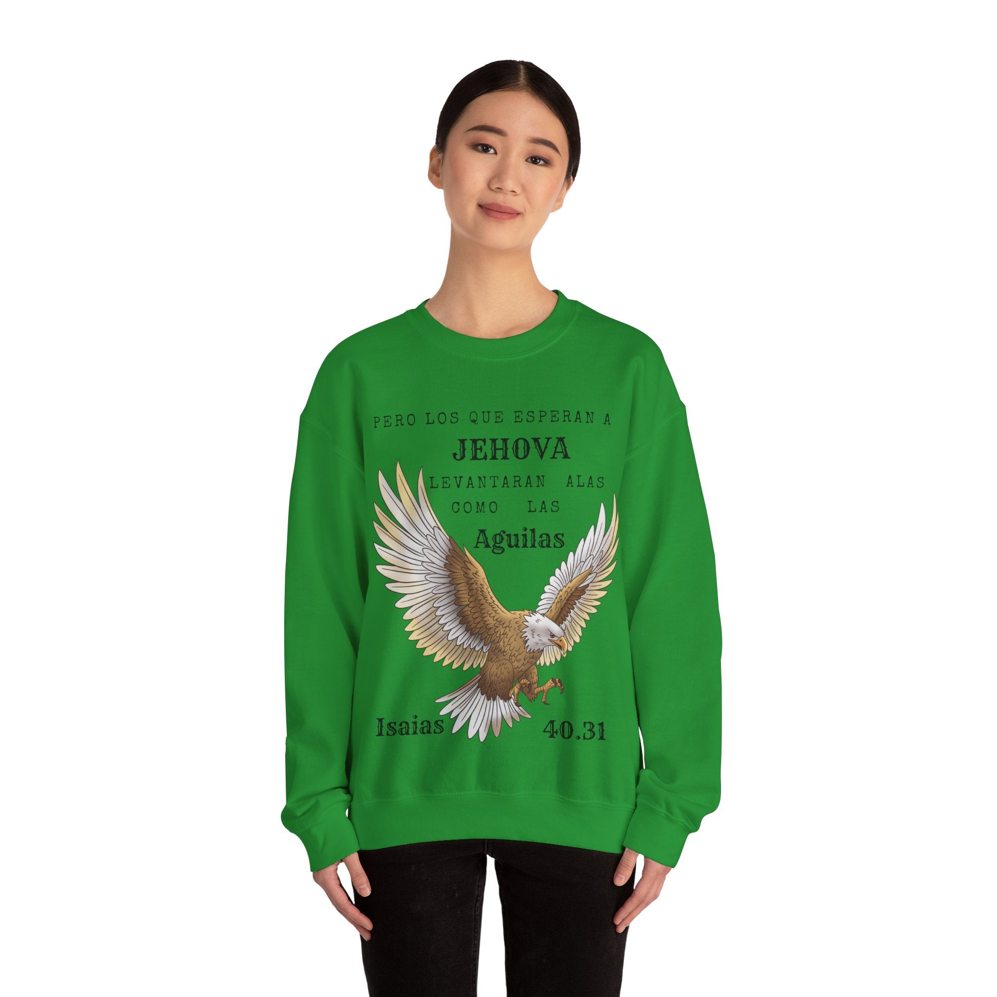 Isaías 40:31 Eagle Sweatshirt — "Pero los que esperan a Jehová" Spanish Christian Crewneck