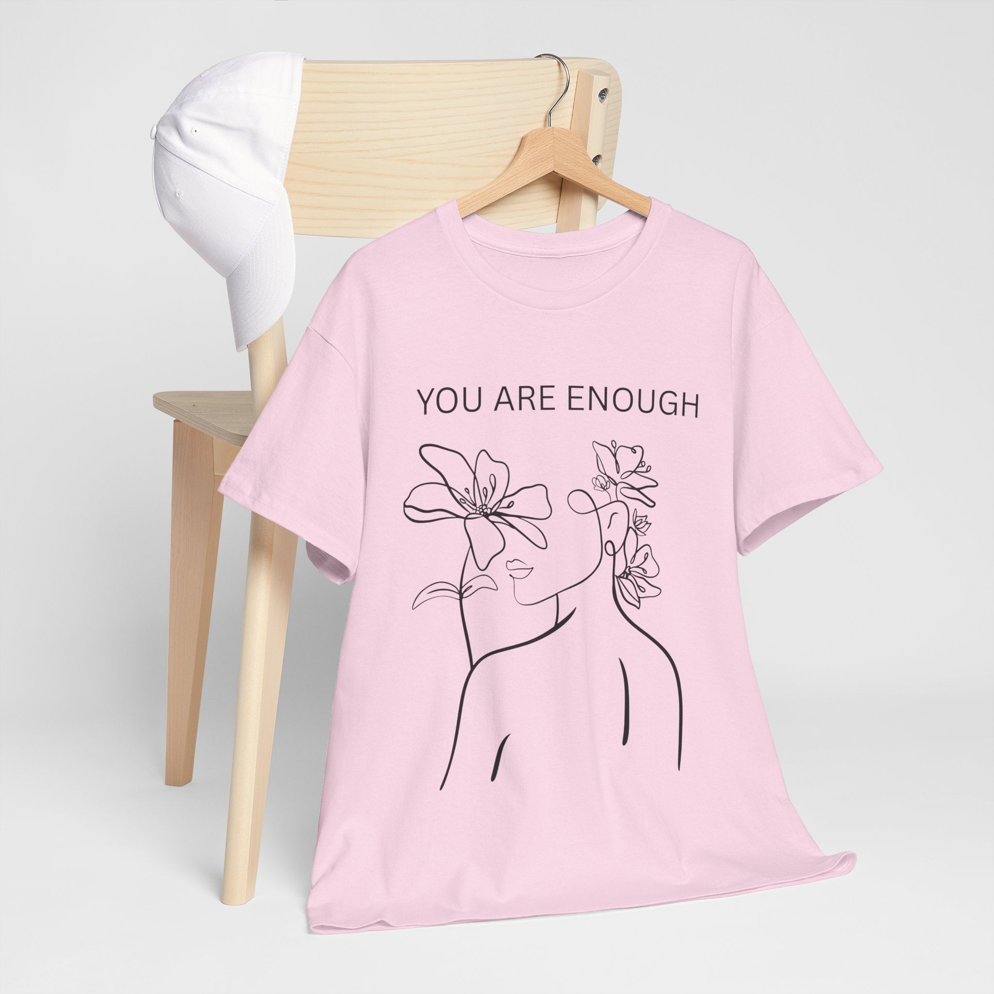 Inspirational Floral Tee, Unisex Heavy Cotton T-Shirt with 'You Are Enough' Design, Motivational Gift, Self-Love Apparel, Positive [...]