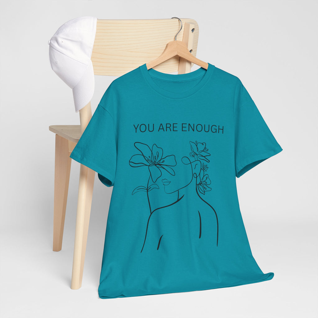 Inspirational Floral Tee, Unisex Heavy Cotton T-Shirt with 'You Are Enough' Design, Motivational Gift, Self-Love Apparel, Positive [...]
