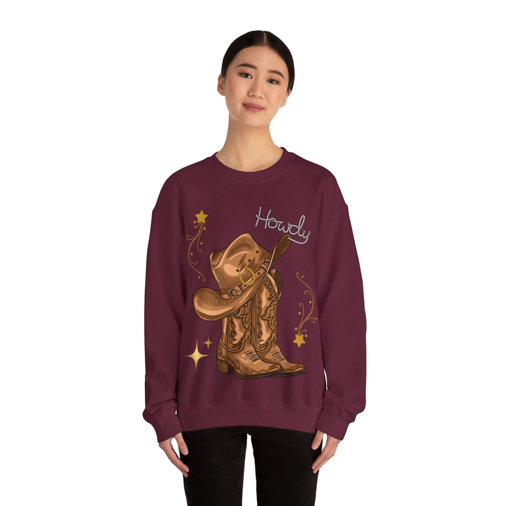 Howdy Cowboy Crewneck Sweatshirt | Unisex Sweatshirt, Western Apparel, Fall Fashion, Gift for Him/Her, Casual Wear