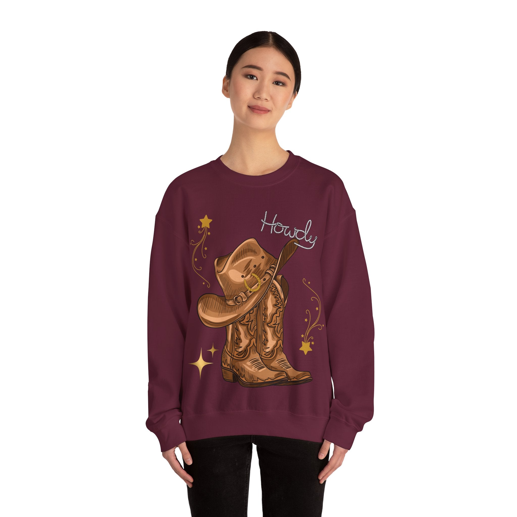 Howdy Cowboy Crewneck Sweatshirt | Unisex Sweatshirt, Western Apparel, Fall Fashion, Gift for Him/Her, Casual Wear