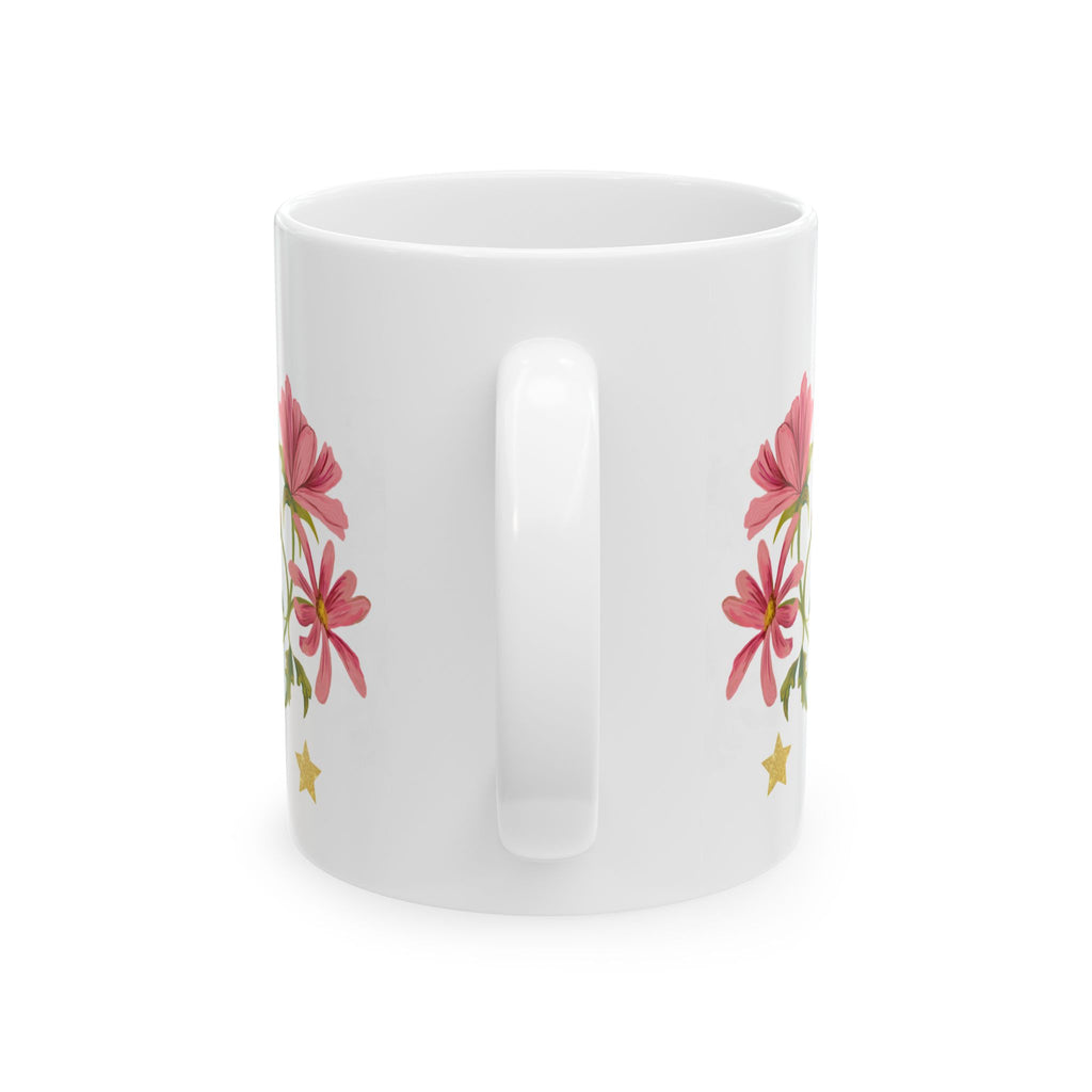 Floral Pink Cosmos Ceramic Mug (11oz & 15oz) — Vintage Garden Tea Coffee Cup