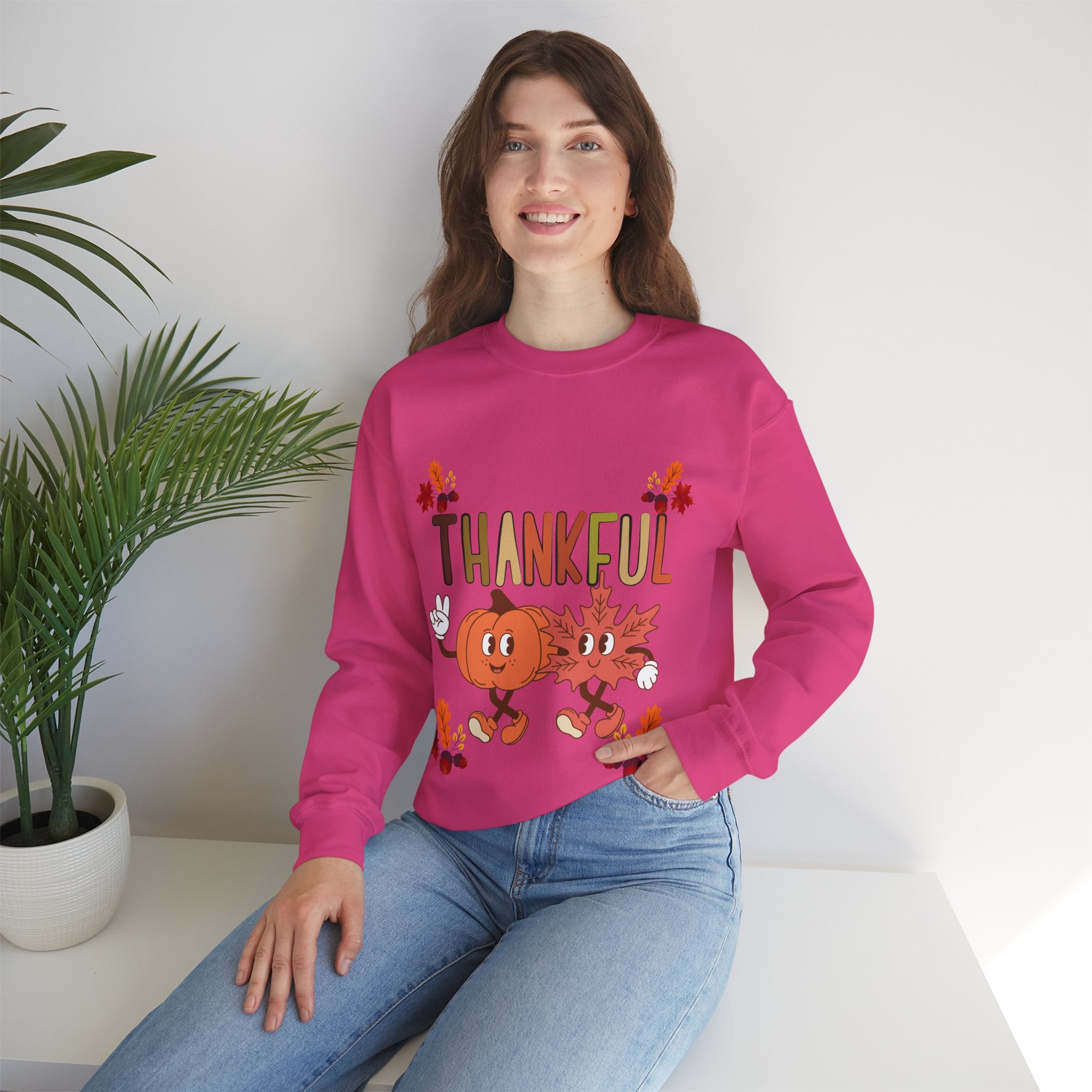 Thankful Autumn Crewneck Sweatshirt, Cozy Fall Sweater, Unisex Sweatshirt, Thanksgiving Gift, Cute Seasonal Apparel