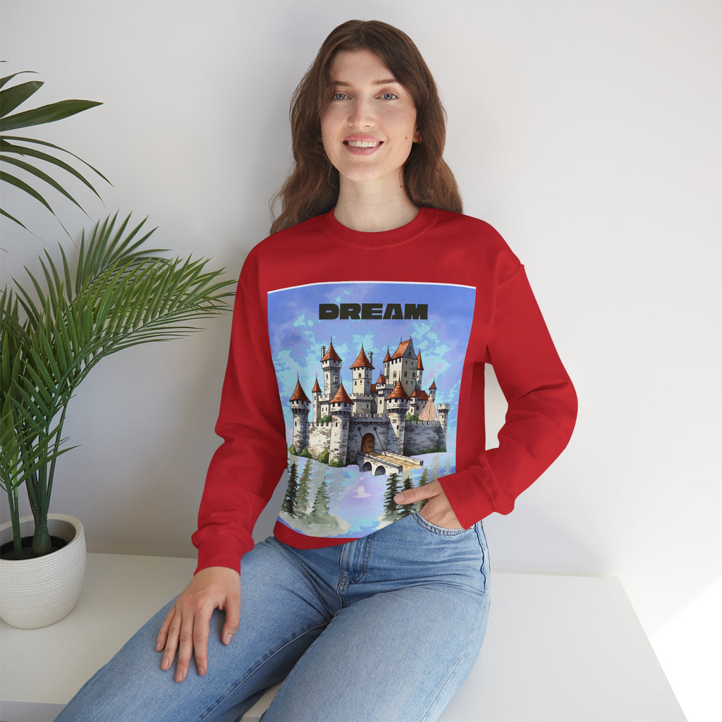 Dreamy Castle Crewneck Sweatshirt, Cozy Graphic Sweatshirt, Unisex Pullover, Pastel Art Apparel, Fantasy Sweatshirt
