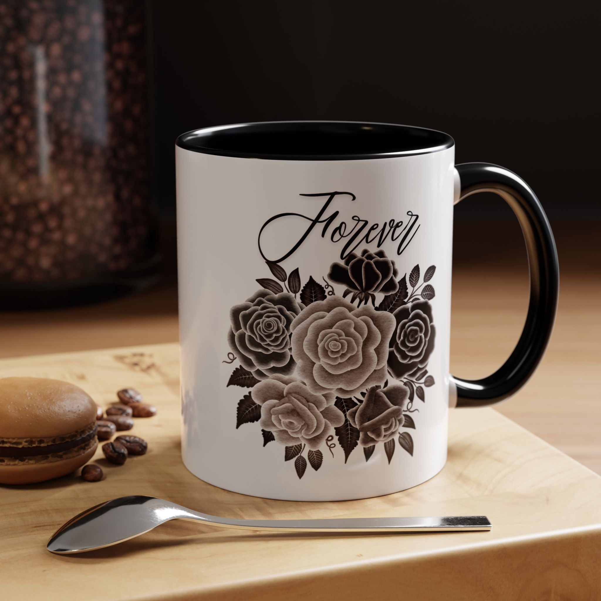 Elegant Floral Accent Coffee Mug for Coffee Lovers, Gift for Her, Home Decor, Valentine's Day, Birthday