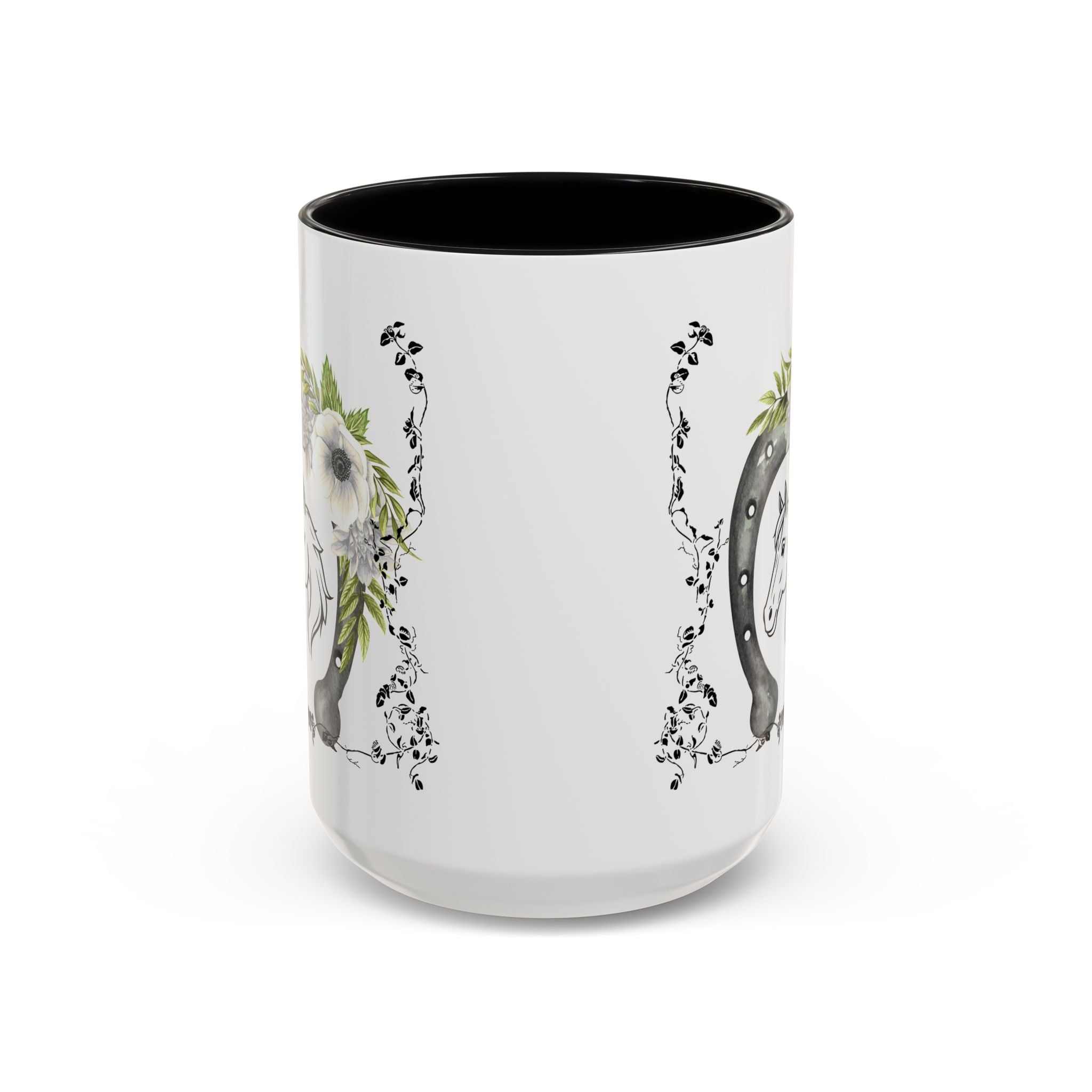 Personalized Floral Horseshoe Mug - Unique Gift for Horse Lovers, Cowgirl Theme, Farmhouse Decor, Wedding Favors, Custom Name Mug