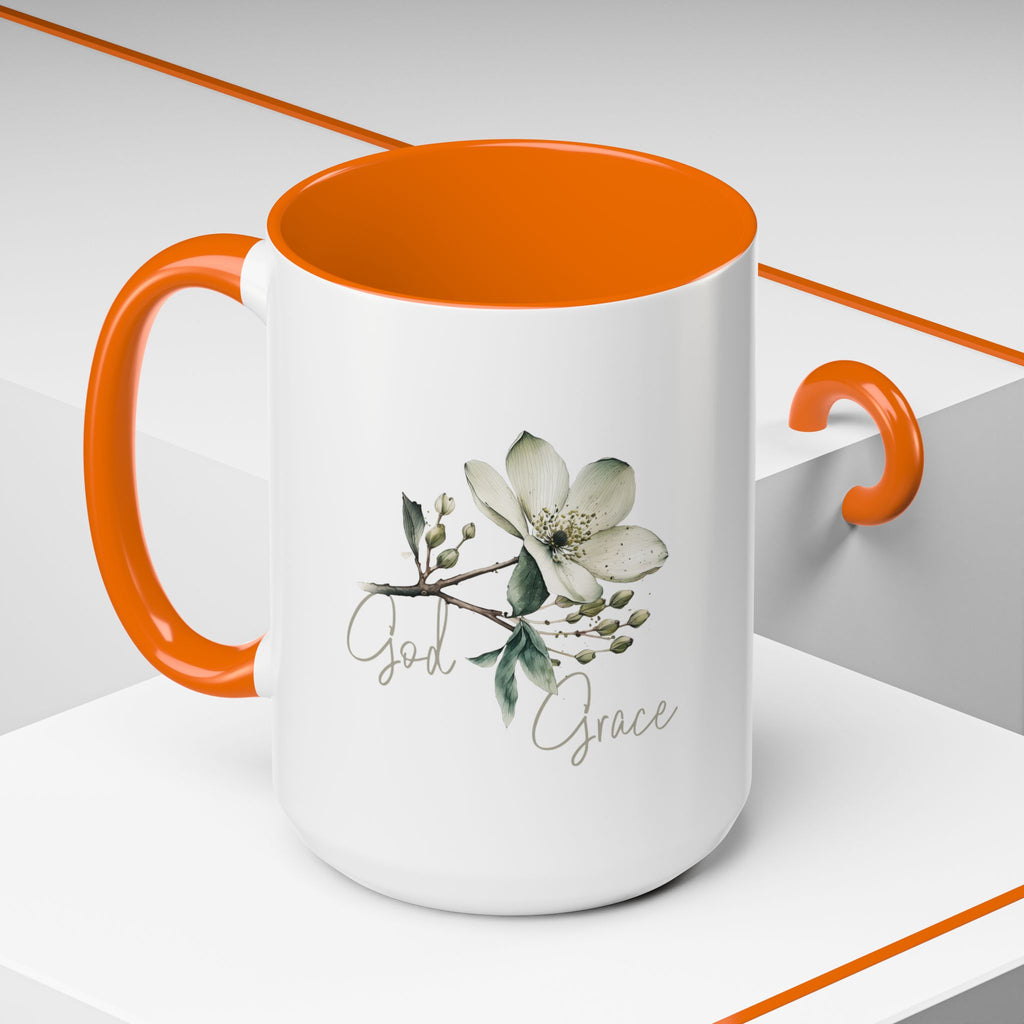 Floral Accent Coffee Mug | God Grace Gift, Nature-Inspired Tea Cup, Inspirational Drinkware for Home, Office, Mother's Day