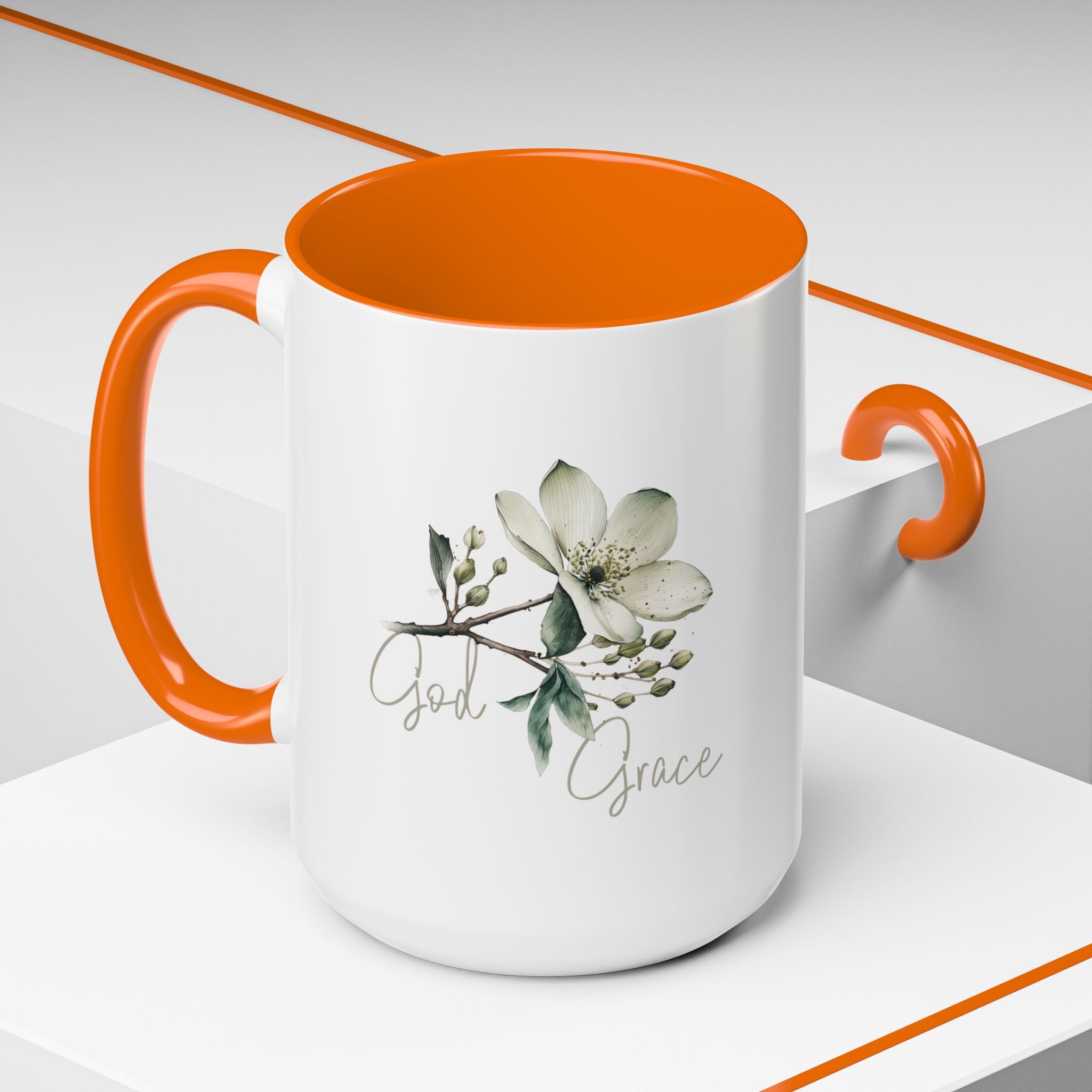 Floral Accent Coffee Mug | God Grace Gift, Nature-Inspired Tea Cup, Inspirational Drinkware for Home, Office, Mother's Day