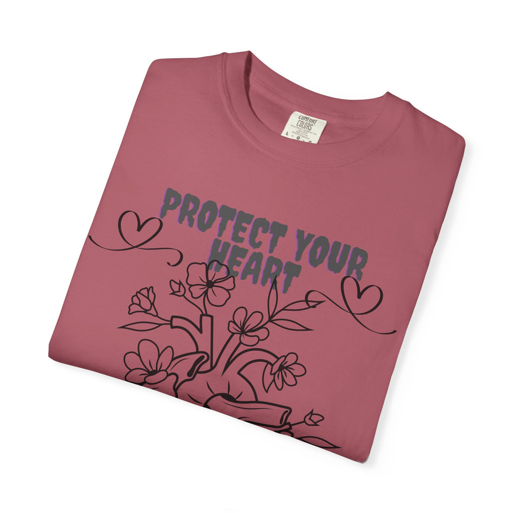 Protect Your Heart T-Shirt | Unisex Garment-Dyed Tee for Self-Care, Mental Health Awareness, Gifts for Friends, Cute Casual Wear