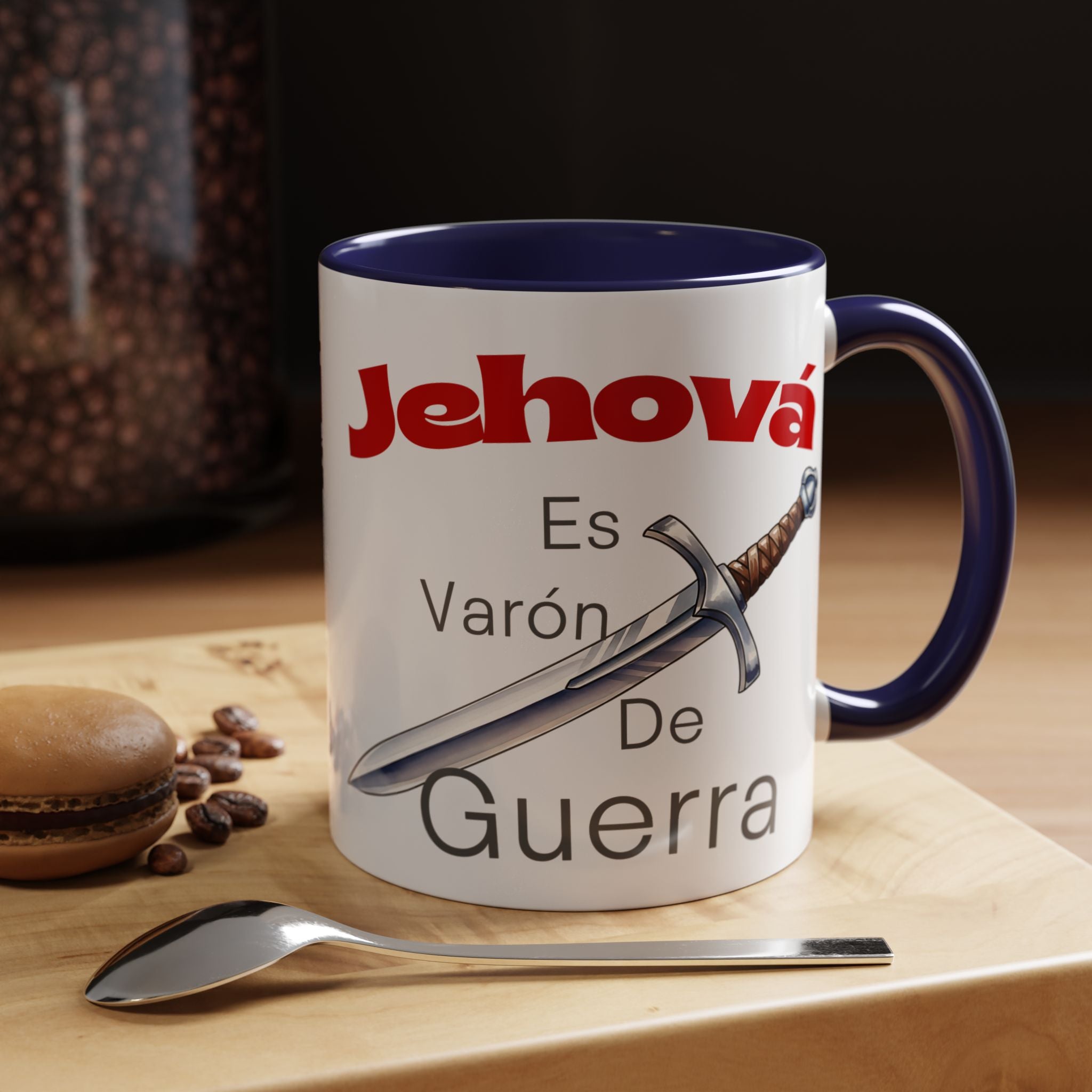 Jehovah Es Varón de Guerra Coffee Mug — Spanish Faith Sword Accent Mug (11/15oz)