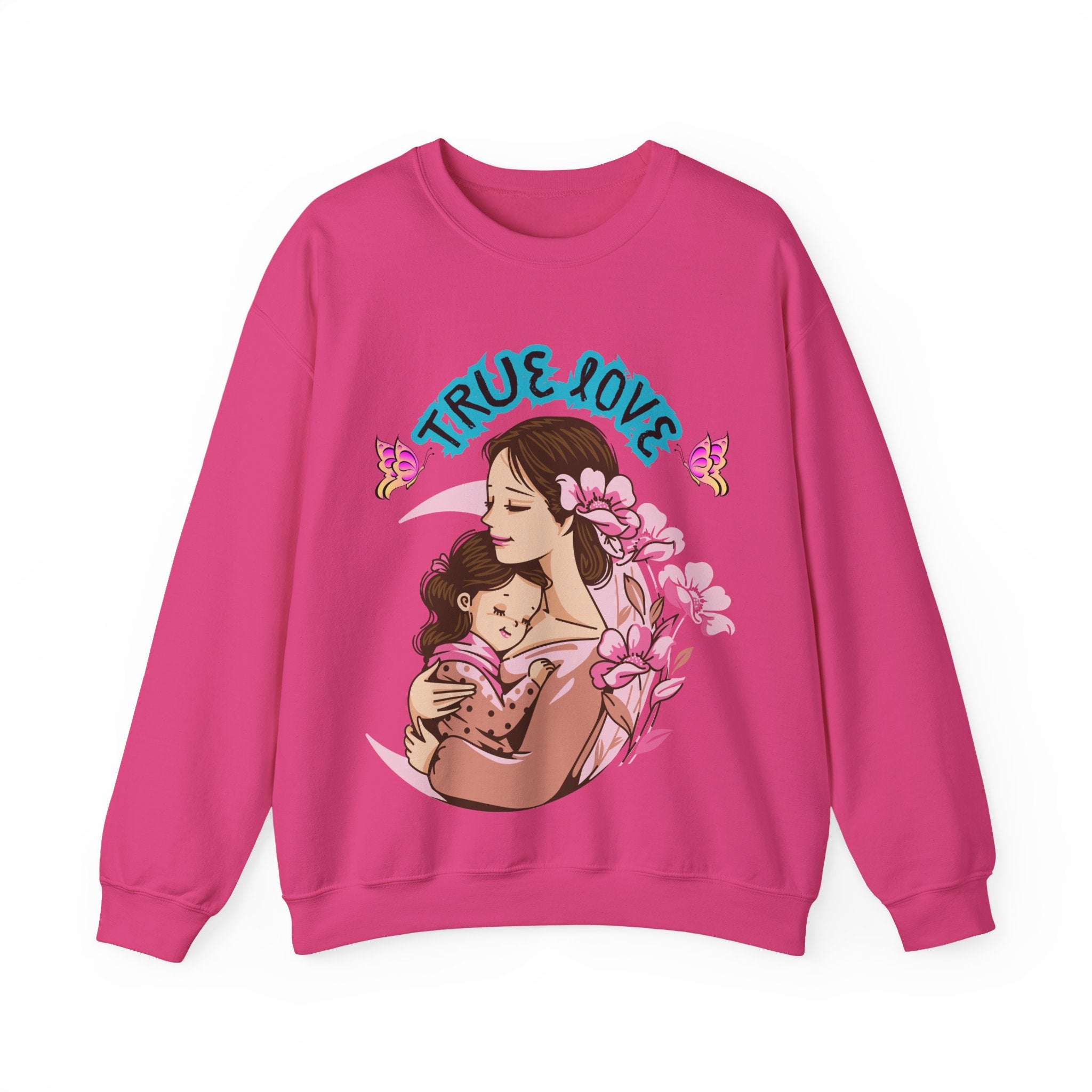 True Love Crewneck Sweatshirt | Family Gift, Mother's Day Apparel, Cozy Sweatshirt, Comfort Wear, Floral Design