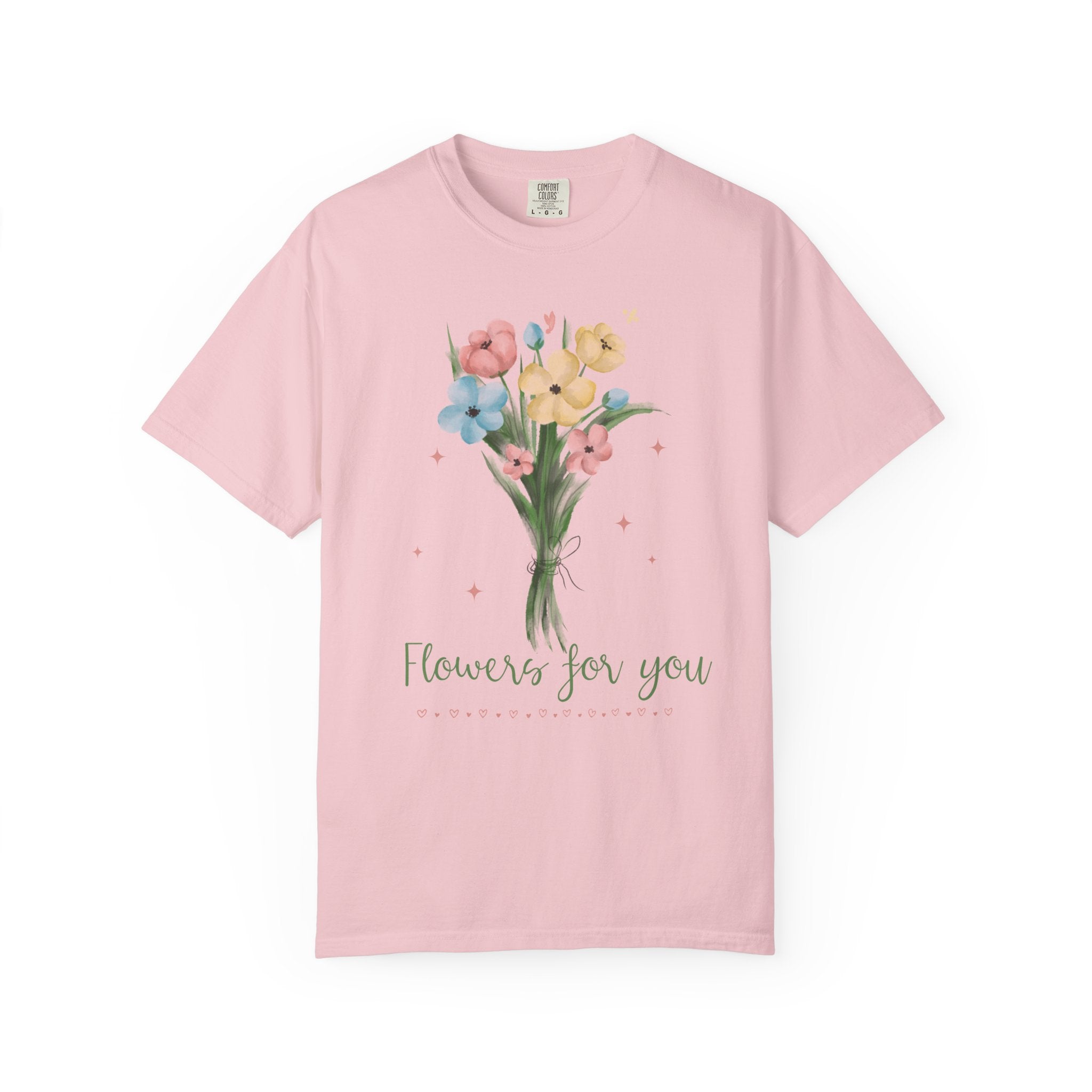 Flower Bouquet Unisex Garment-Dyed T-shirt, Spring Gift, Casual Wear, Floral Tee, Mother's Day Top, Gardening Shirt