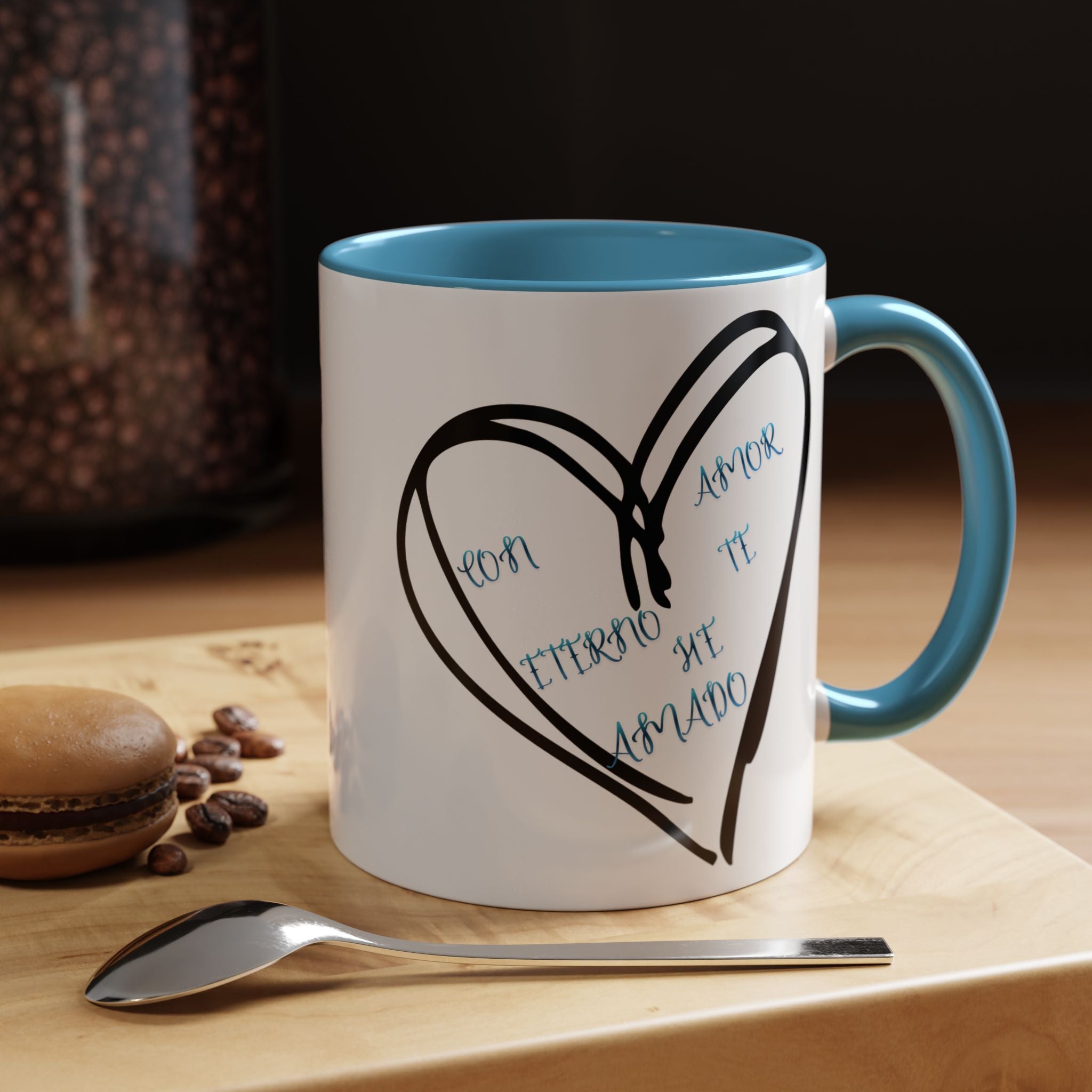 Coffee Mug - Hand-Drawn Heart with Spanish 'Por Amor Te He Amado' Accent