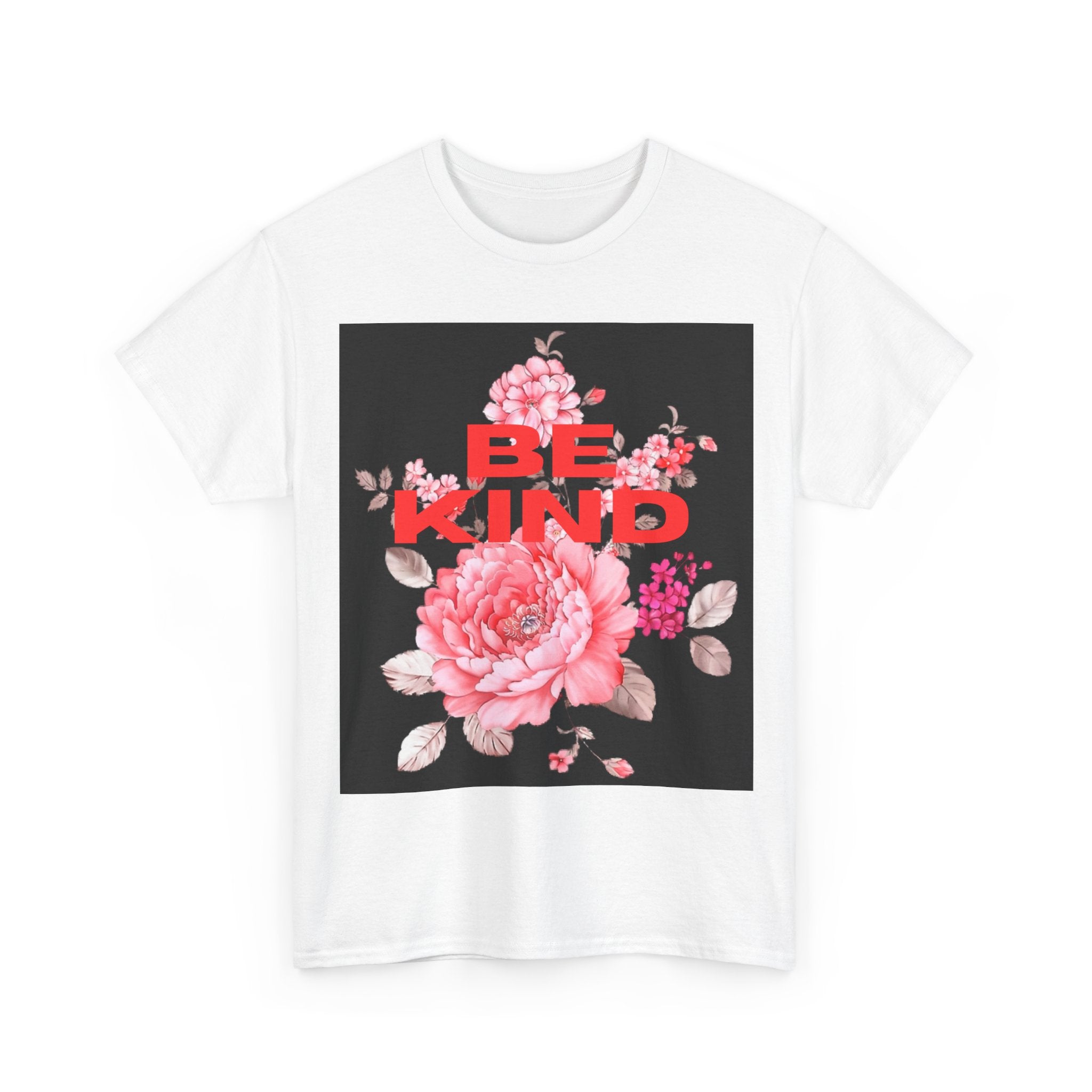 Unisex Heavy Cotton Tee - 'Be Kind' Floral Design, Motivational T-Shirt, Positive Vibes, Gifts for Friends, Casual Wear
