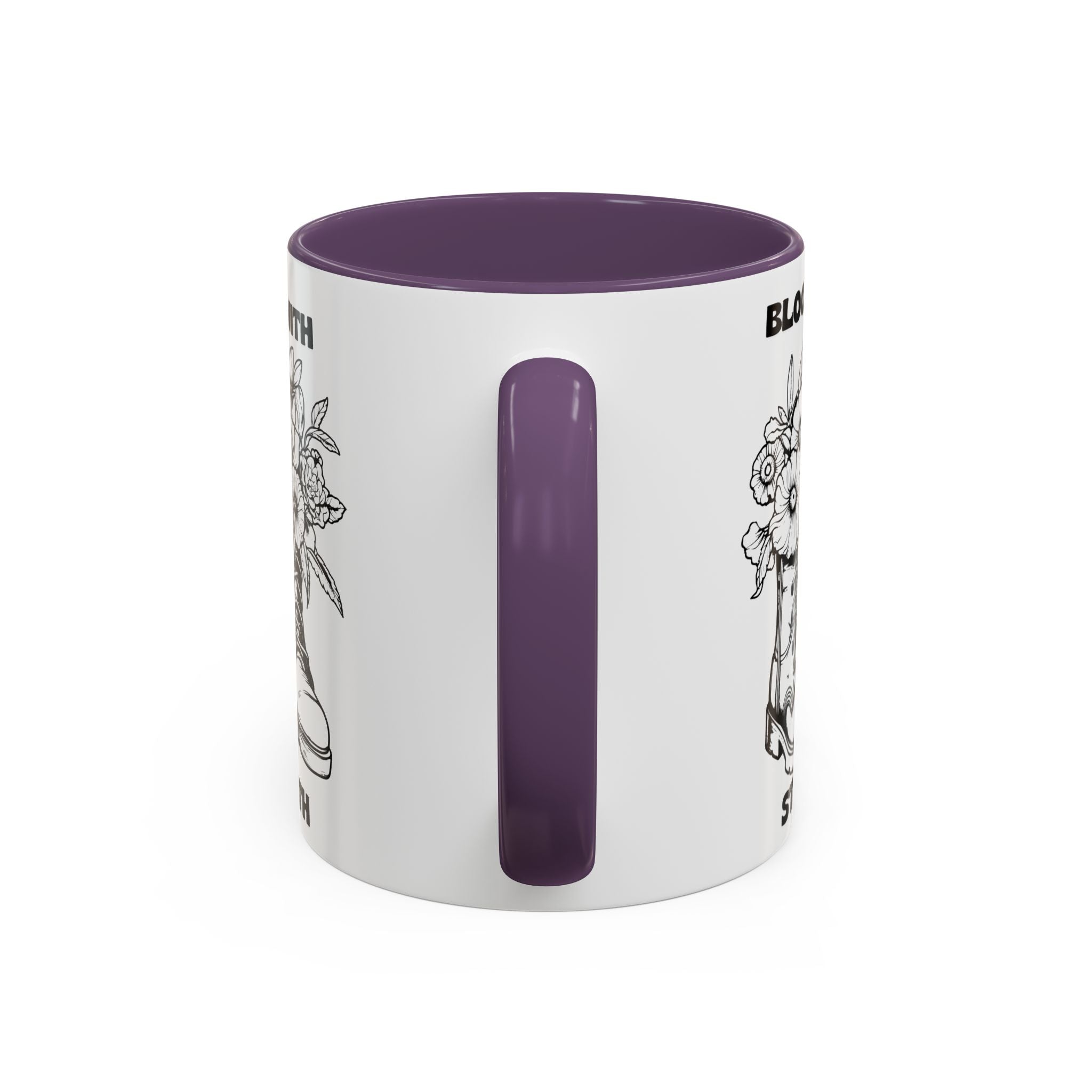 Bloom With Strength Coffee Mug — Floral Boots Inspirational Accent Mug (11/15oz)