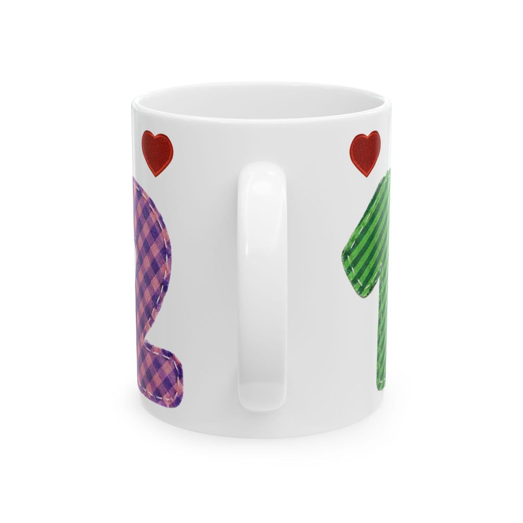 Patterned Number Heart Mug — Customizable Anniversary, Birthday or Year Coffee Cup (11oz/15oz)