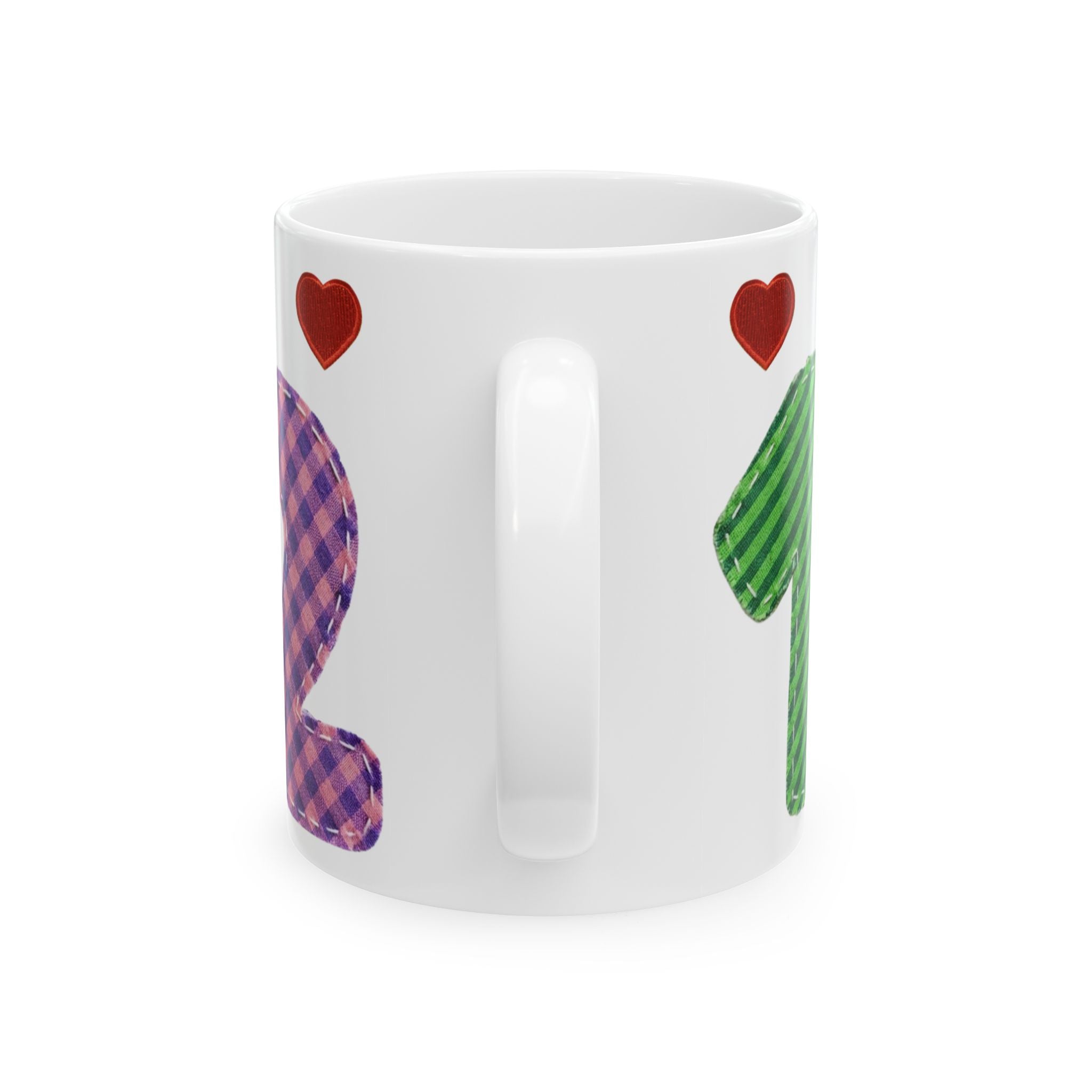 Patterned Number Heart Mug — Customizable Anniversary, Birthday or Year Coffee Cup (11oz/15oz)
