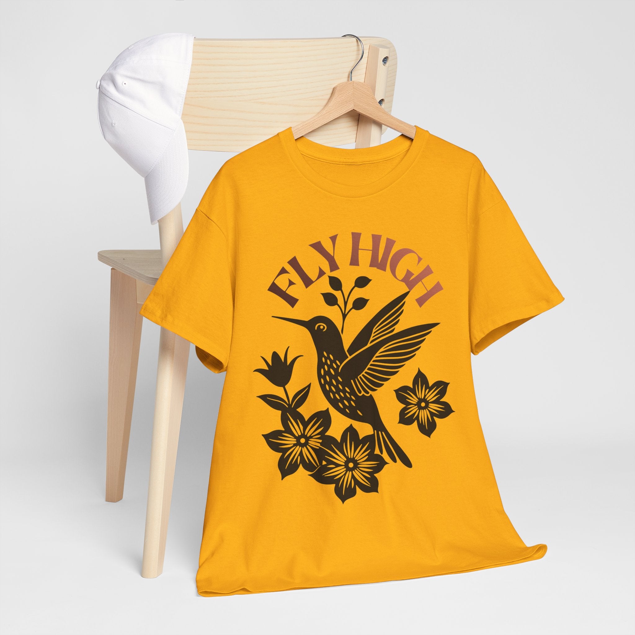 Fly High Hummingbird T-Shirt — Floral Retro Nature Tee