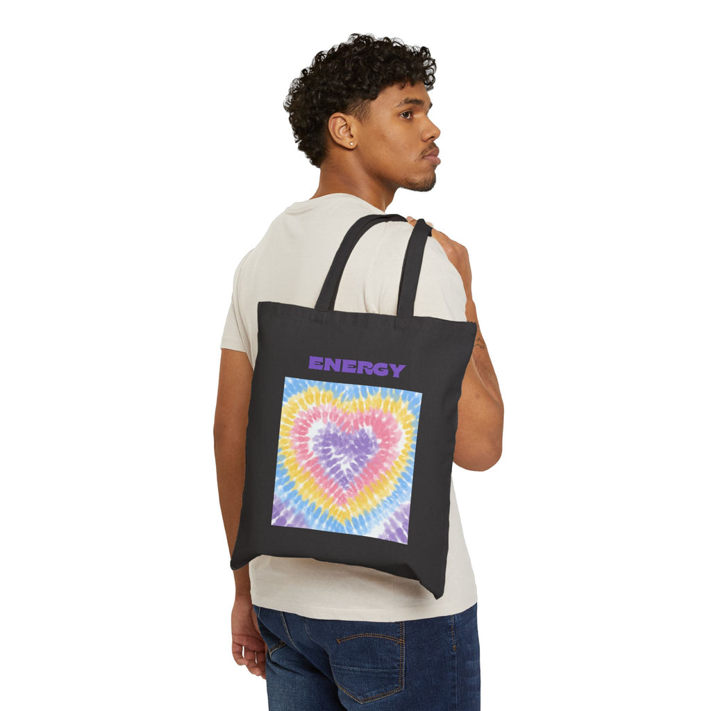 Energy Tie-Dye Cotton Canvas Tote Bag | Eco-Friendly Shopping, Beach, Gym, Gift