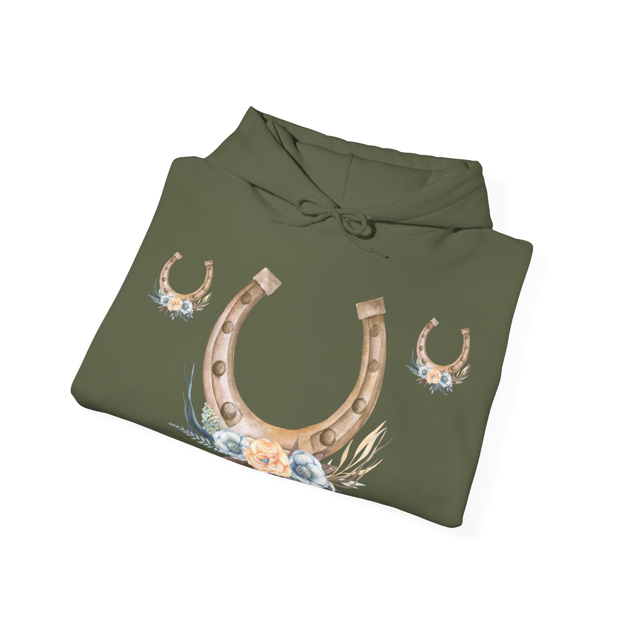 Equestrian Floral Horseshoe Hoodie, Cozy Unisex Sweatshirt, Gifts for Horse Lovers, Country Style Apparel, Birthday Gift, Festival Wear
