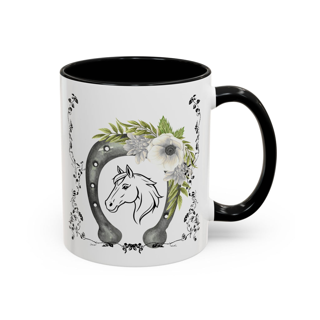 Personalized Floral Horseshoe Mug - Unique Gift for Horse Lovers, Cowgirl Theme, Farmhouse Decor, Wedding Favors, Custom Name Mug
