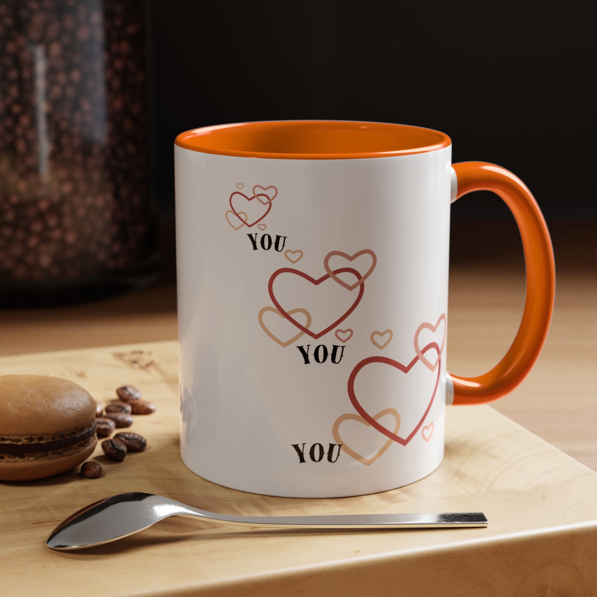 Love You Accent Coffee Mug, Valentine's Day Gift, Heart Mug, Cute Coffee Cup, Romantic Beverage Container