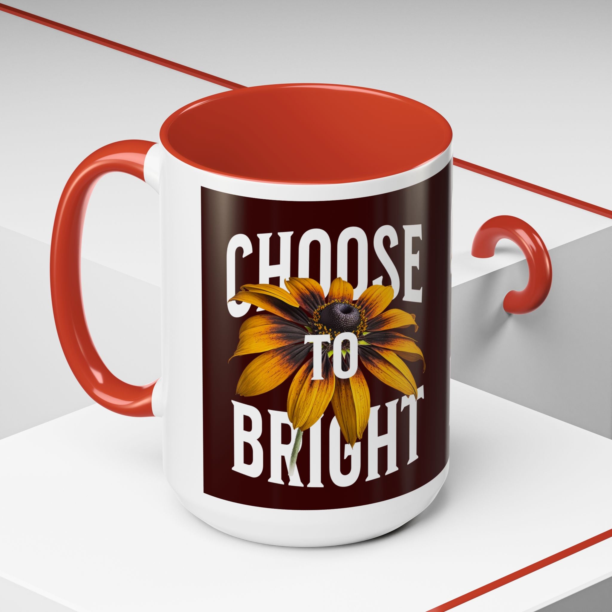 Choose to Be Bright Coffee Mug — Sunflower Accent Ceramic Mug (11/15oz)