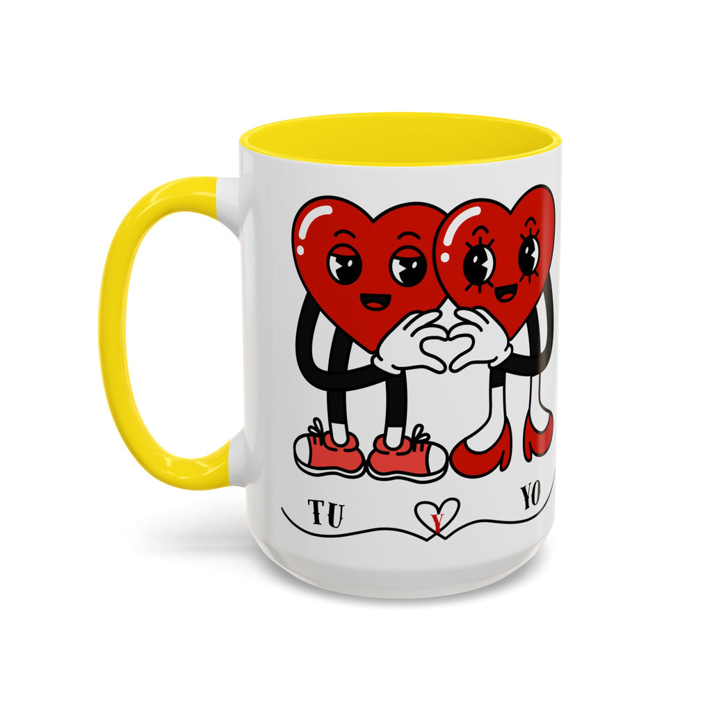 Valentine Heart Couple Coffee Mug – "Tu y Yo" Cute Romantic Accent Mug
