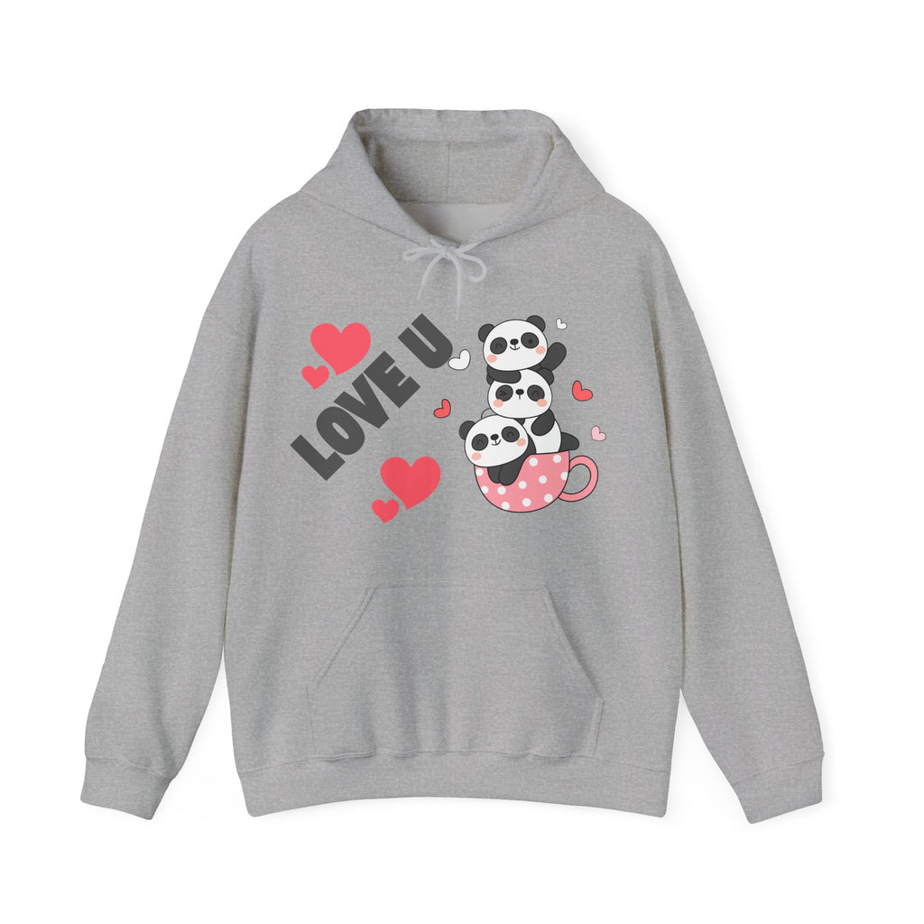 Cute Panda Love Hoodie for Couples, Valentine's Day Gift, Cozy Sweatshirt, Unisex Love Hoodie, Animal Lover Apparel, Cute Sweatshirt
