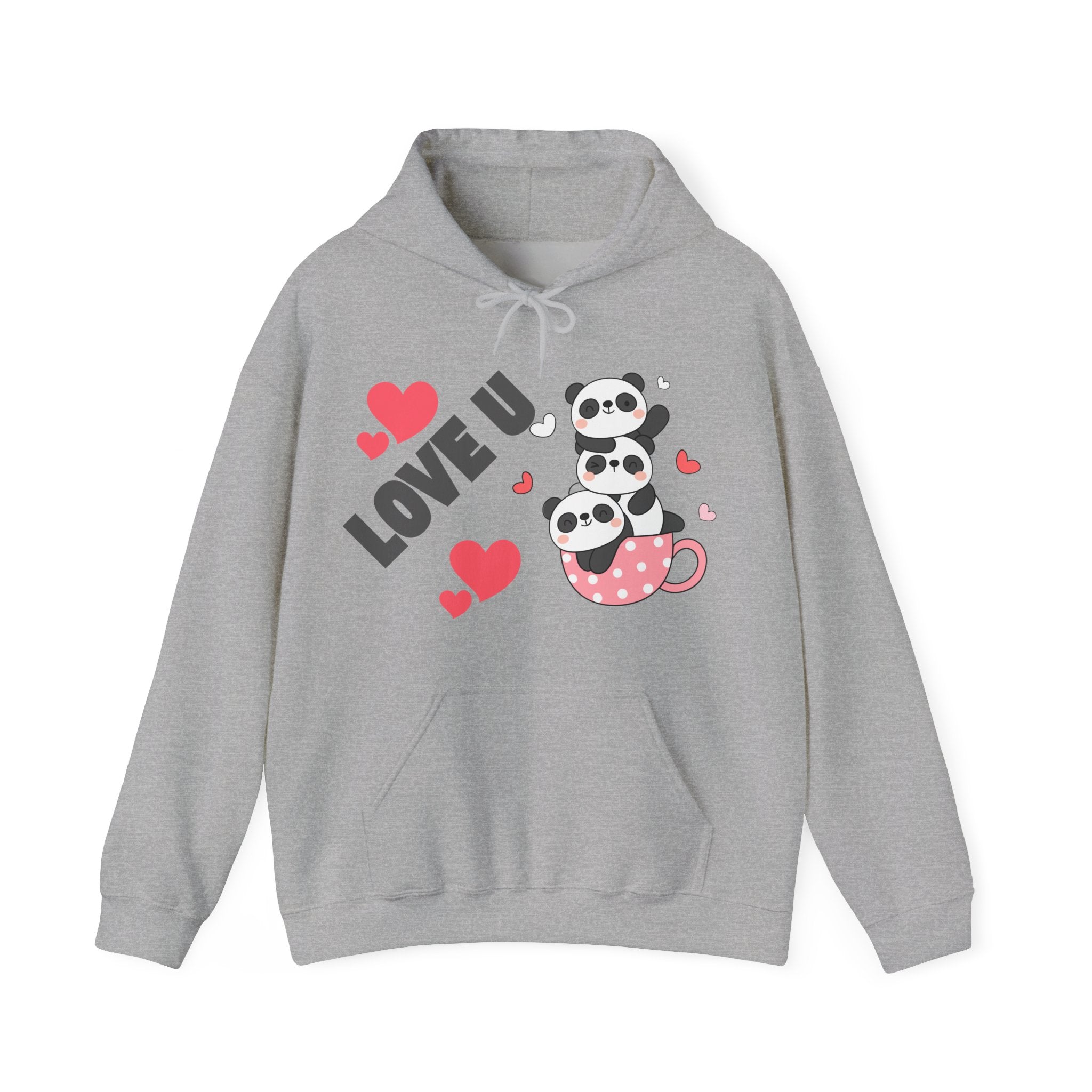 Cute Panda Love Hoodie for Couples, Valentine's Day Gift, Cozy Sweatshirt, Unisex Love Hoodie, Animal Lover Apparel, Cute Sweatshirt